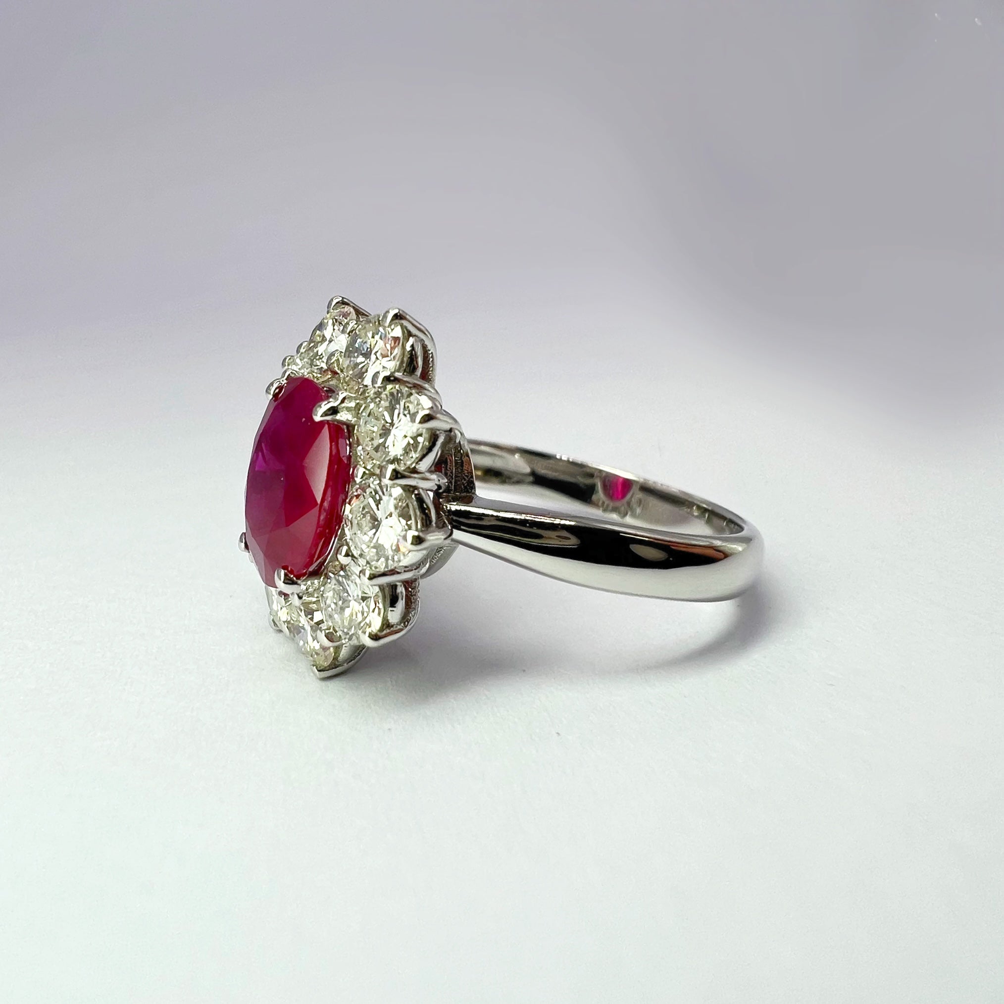 Large 2.47ct Ruby and Diamond Cluster Ring