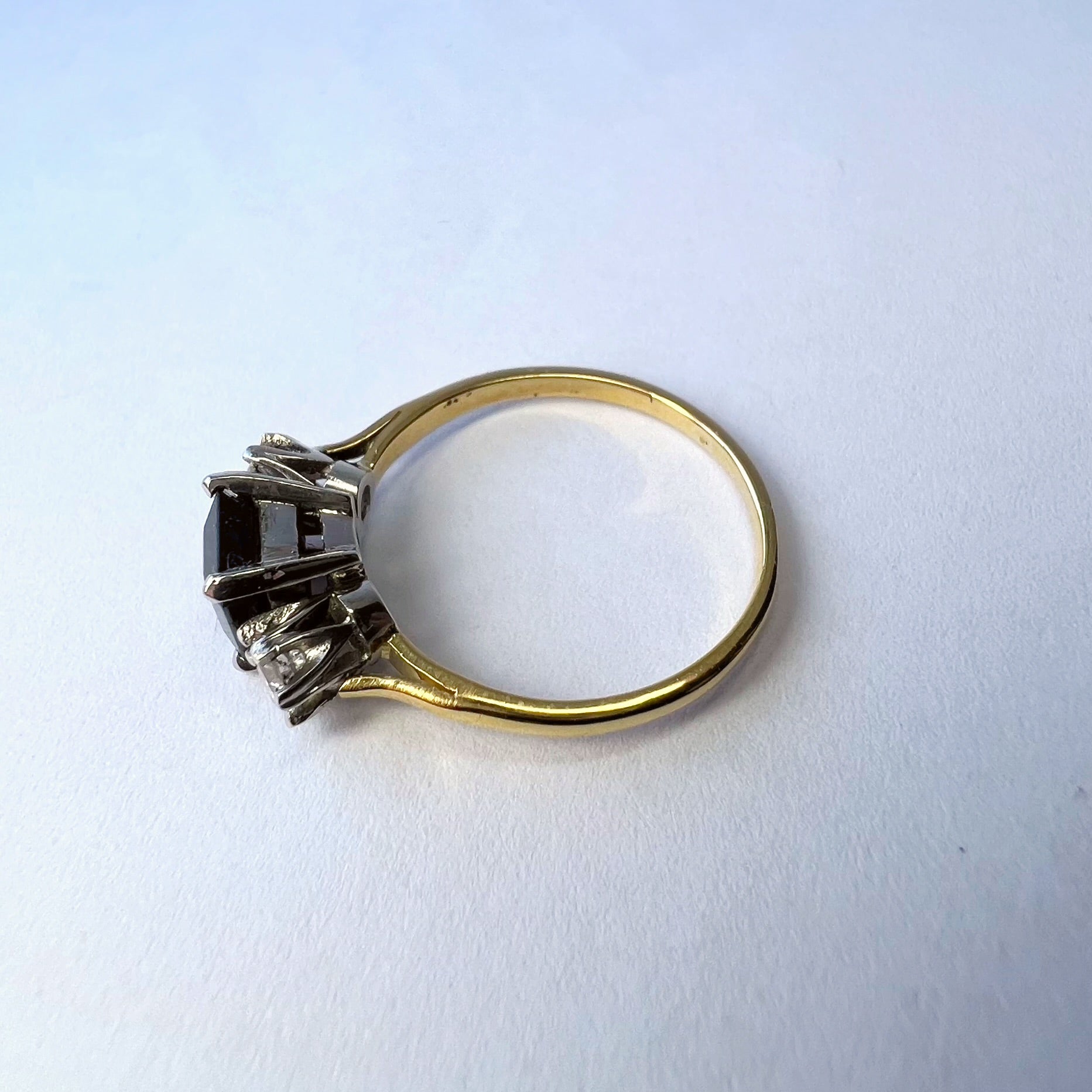 Sapphire and Diamond 3 Stone Ring