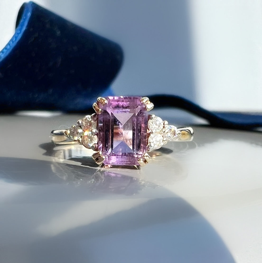 Pretty Amethyst and Diamond Ring