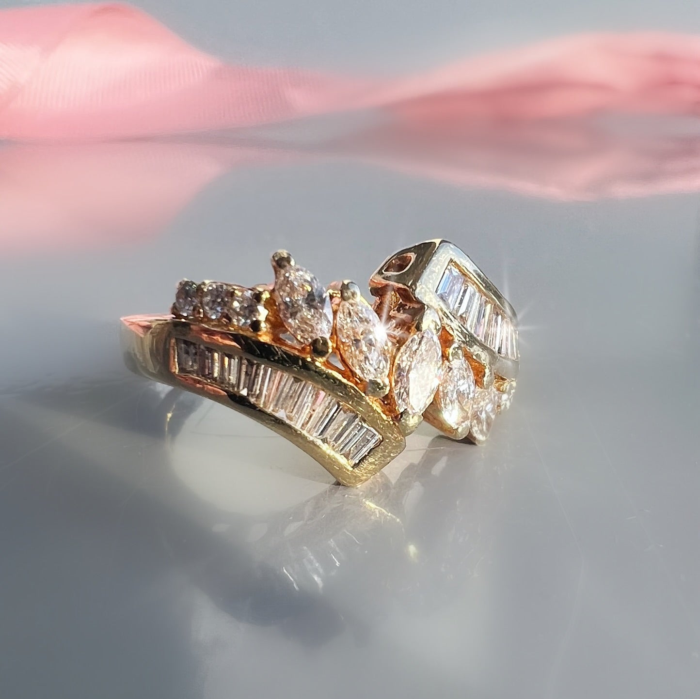Vintage Diamond Marquise and Baguette Ring