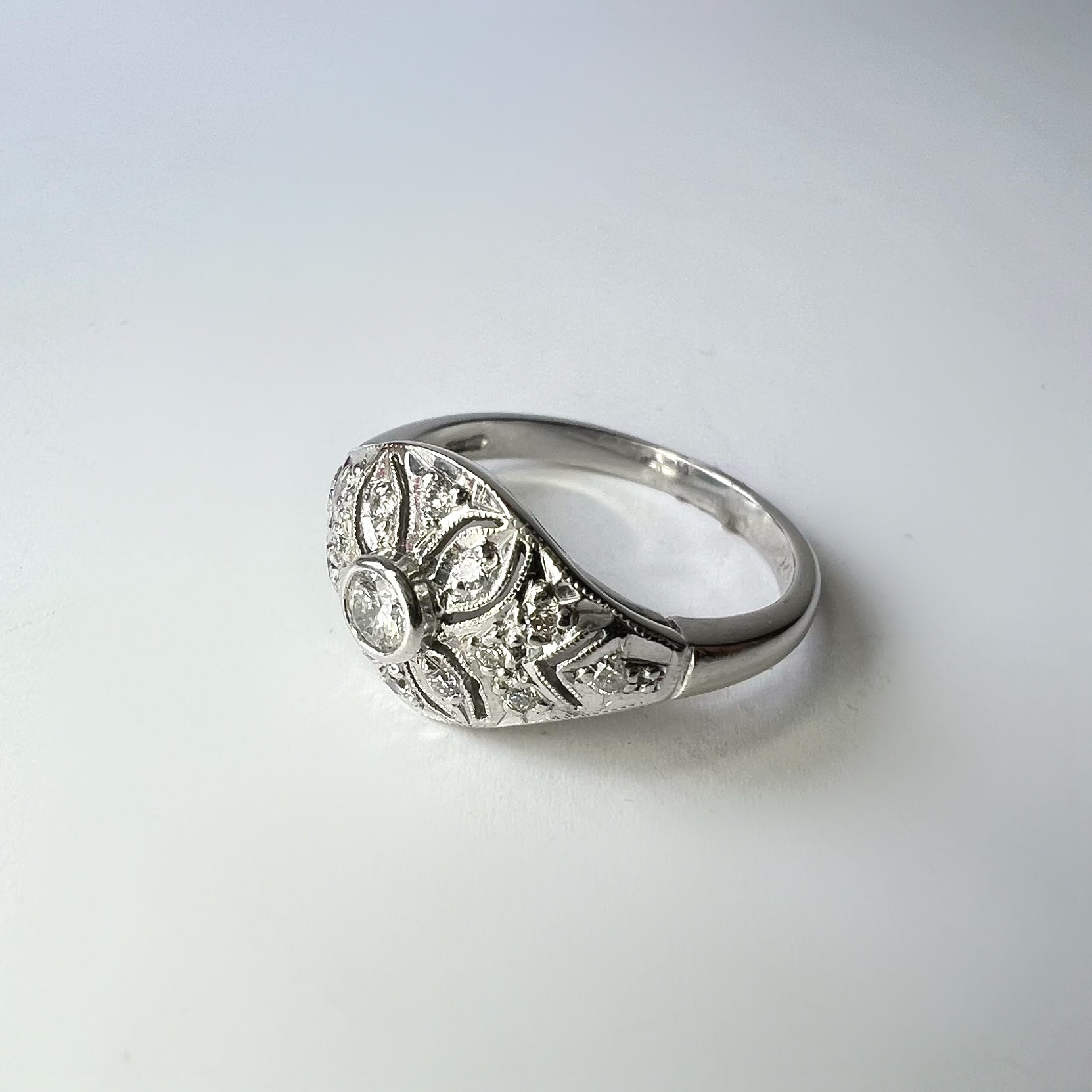 Art Deco Style 0.35ct Diamond Bombe Ring