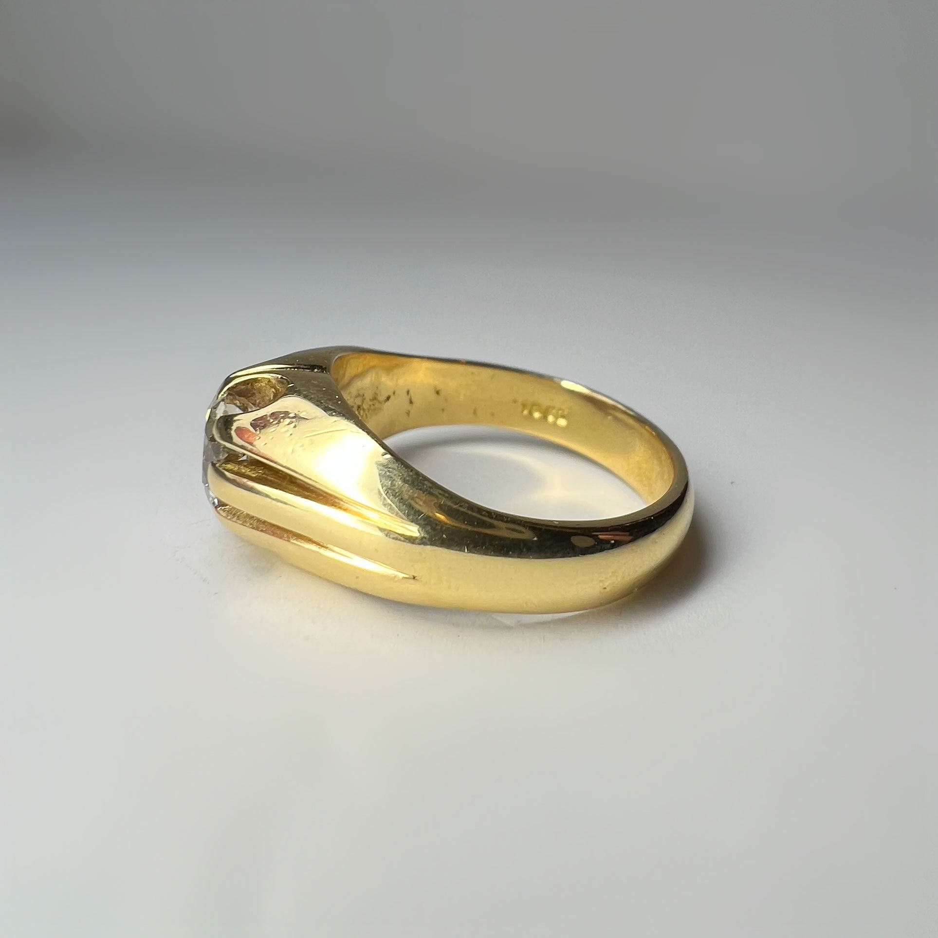 Antique 1.25ct Old Cut Diamond 18ct Gold Belcher Ring