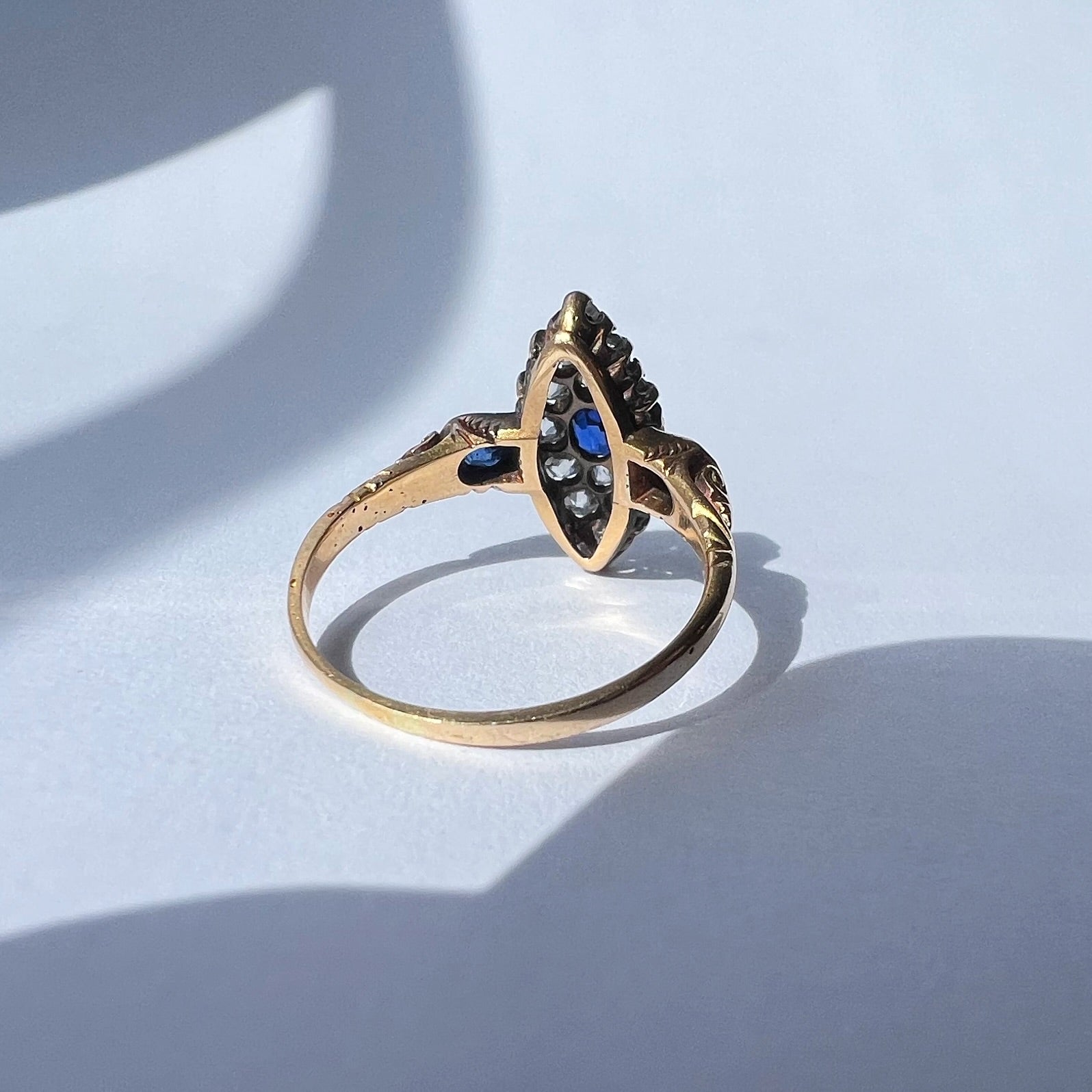 Antique Sapphire and Diamond Marquise Ring