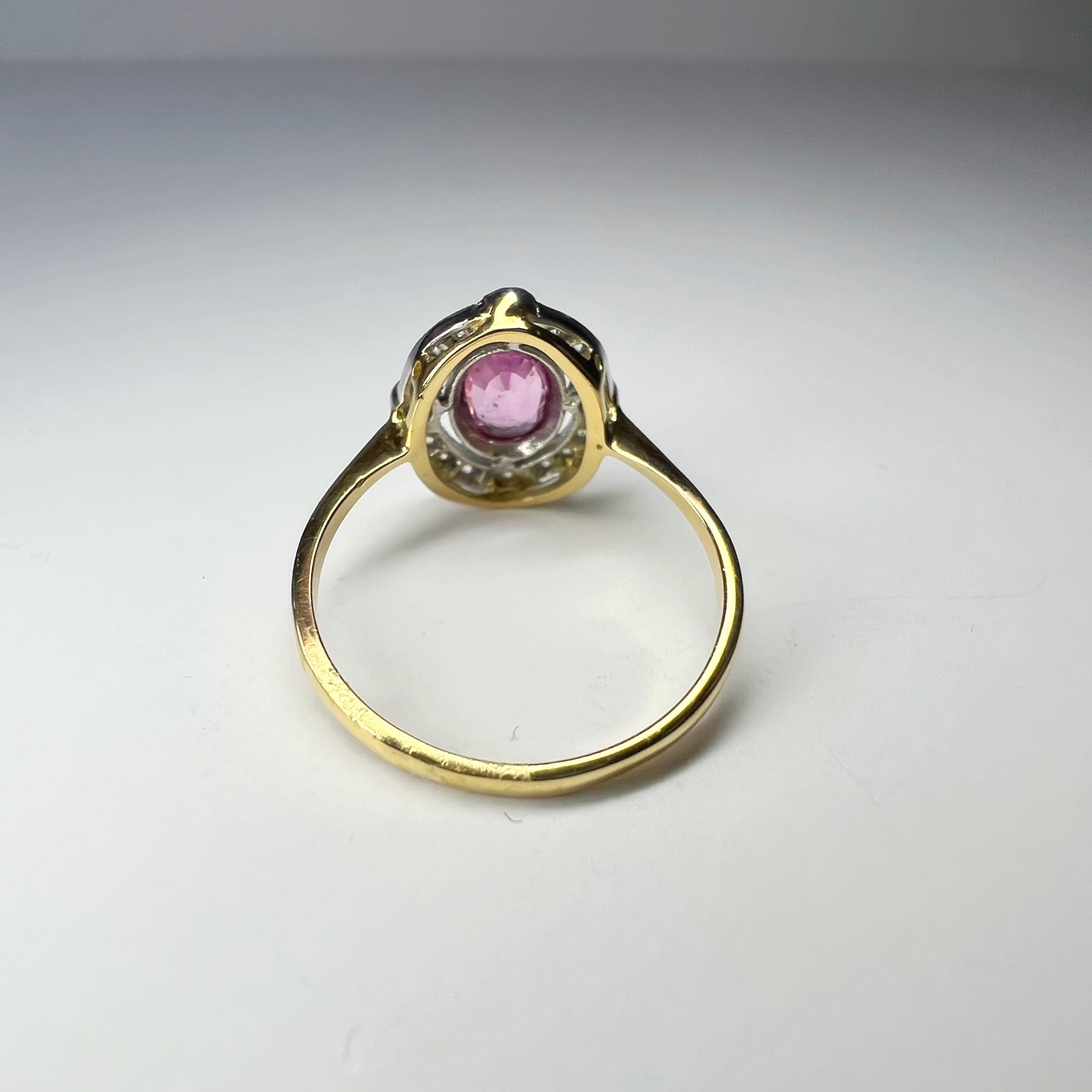 Art Deco Style Pink Sapphire and Diamond Target Ring