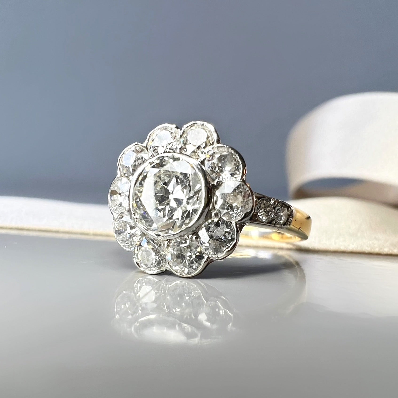 Antique Diamond Daisy Cluster Ring