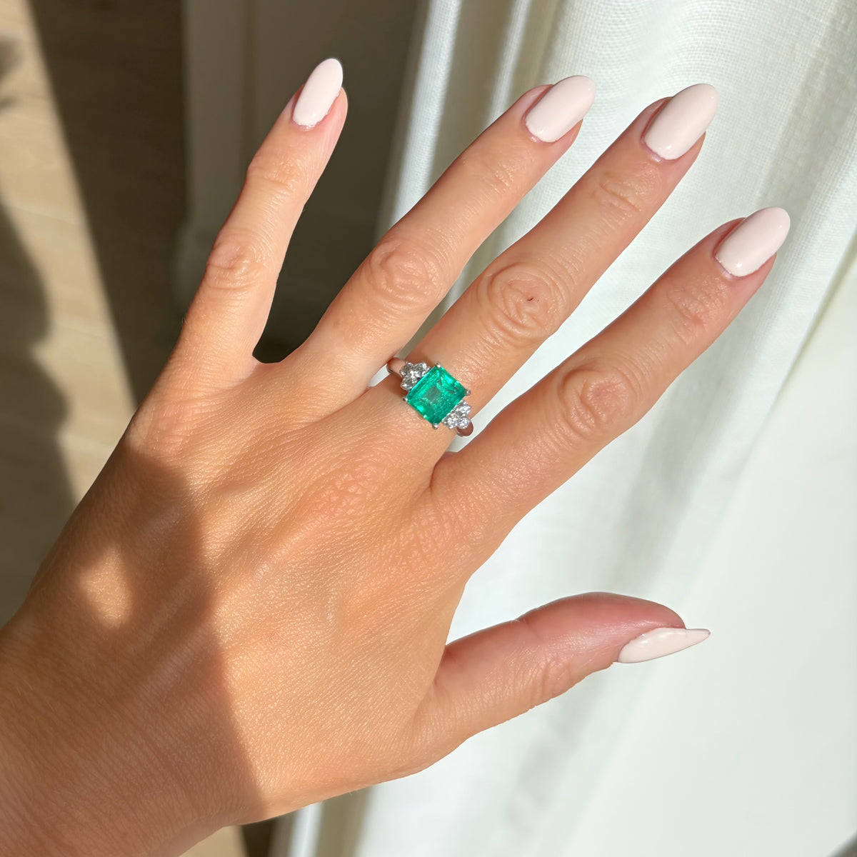 3.08ct Colombian Emerald and Diamond Ring