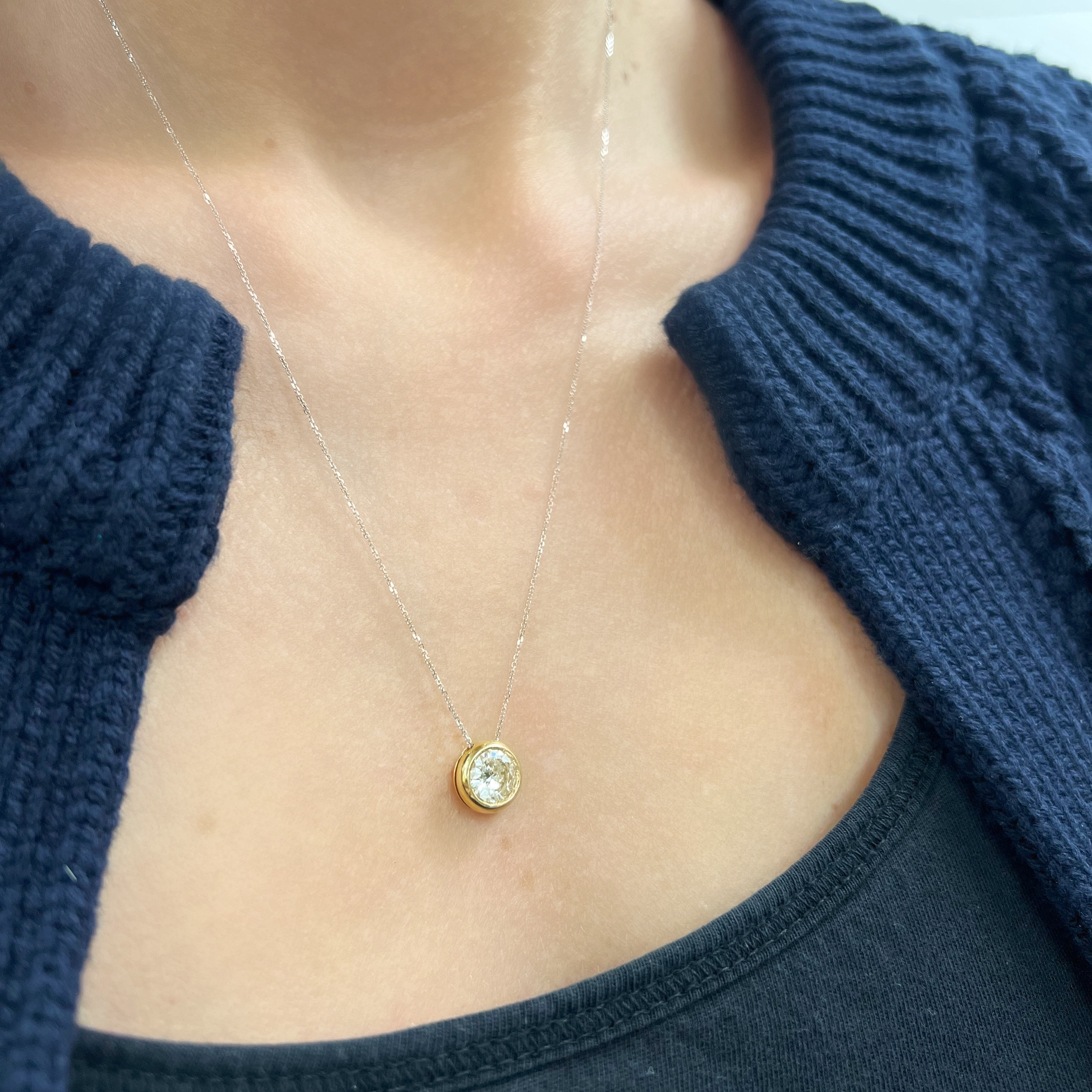 Vintage Collet Set 0.92ct Old Mine Cut Diamond Pendant
