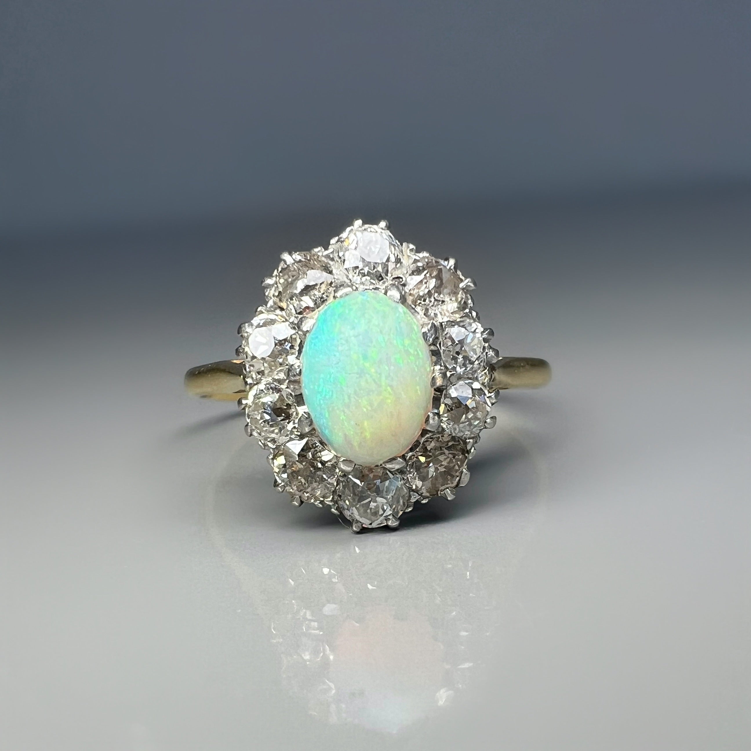 Antique Opal and Diamond Cluster Ring