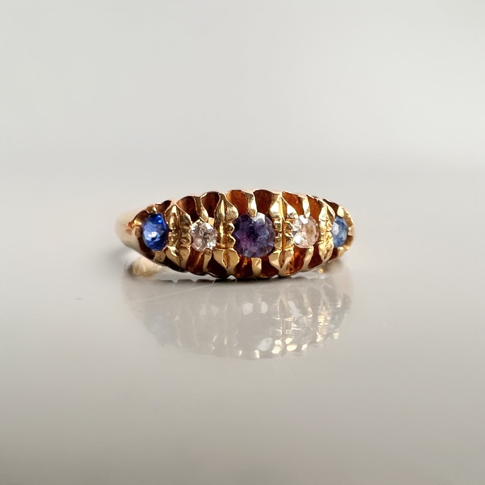 Antique 18ct Gold Sapphire and Diamond Band