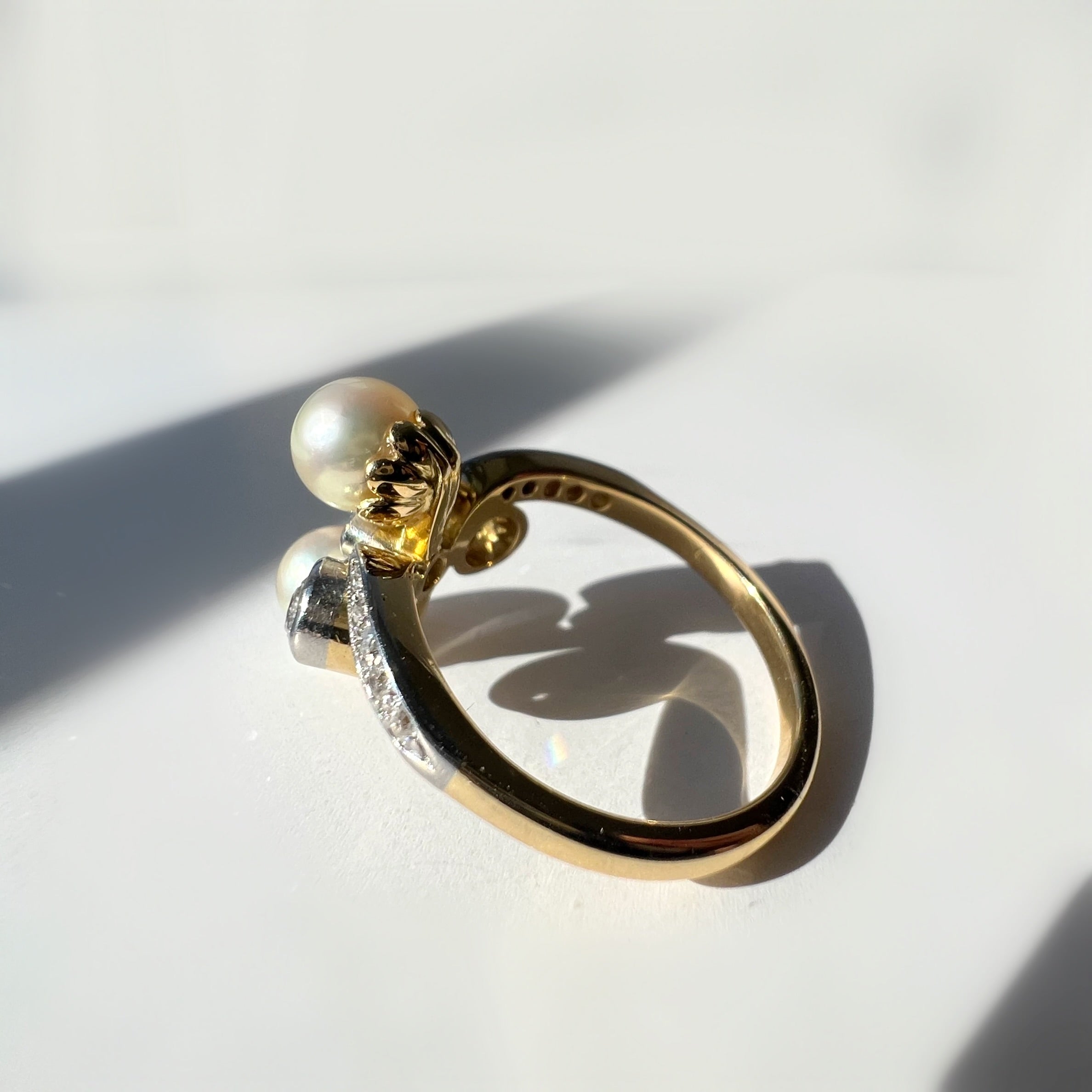 Antique Art Nouveau Pearl and Diamond Ring