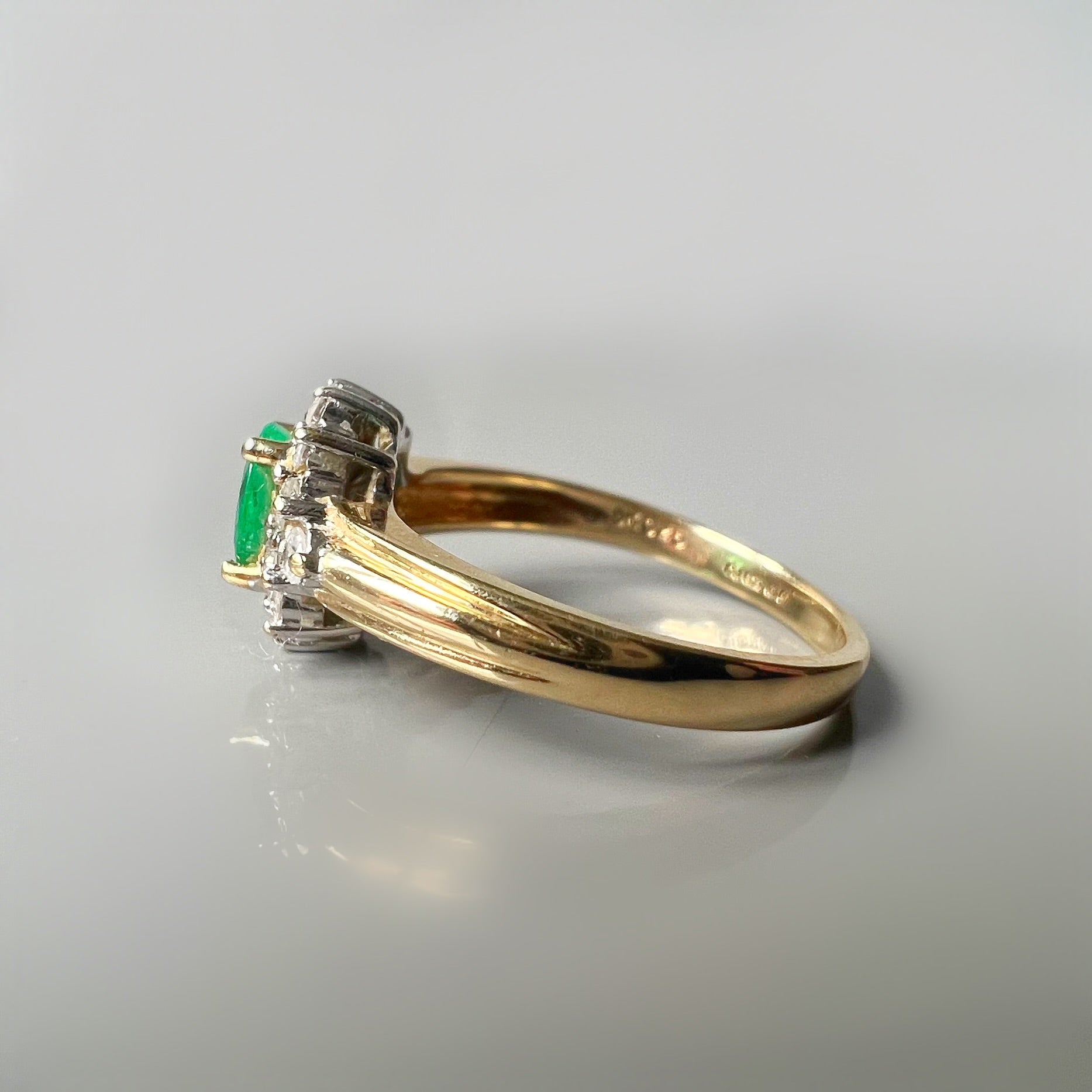 Vintage Emerald and Diamond Cluster Ring