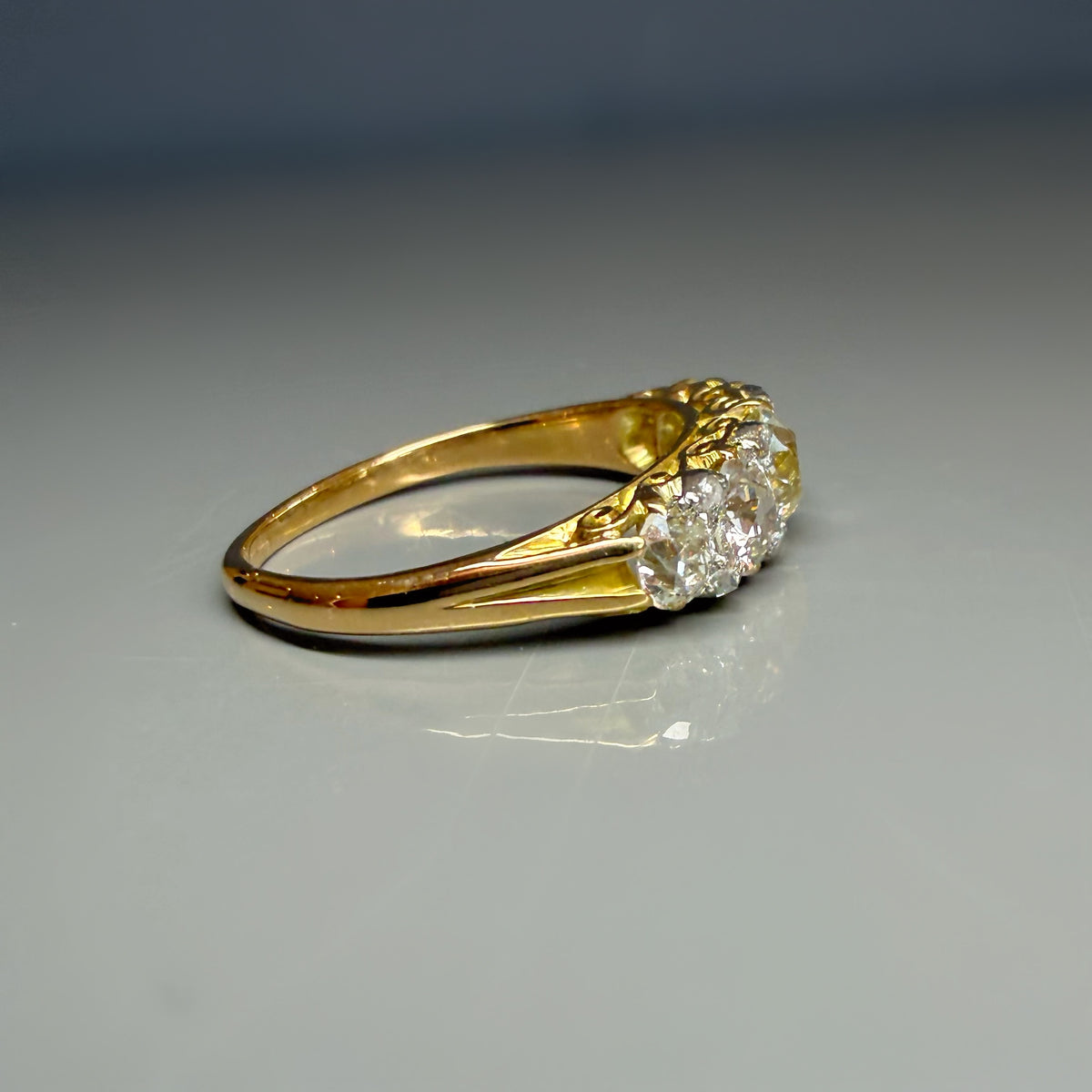 Antique Victorian 1.80ct Old Cut Diamond Half Hoop Ring