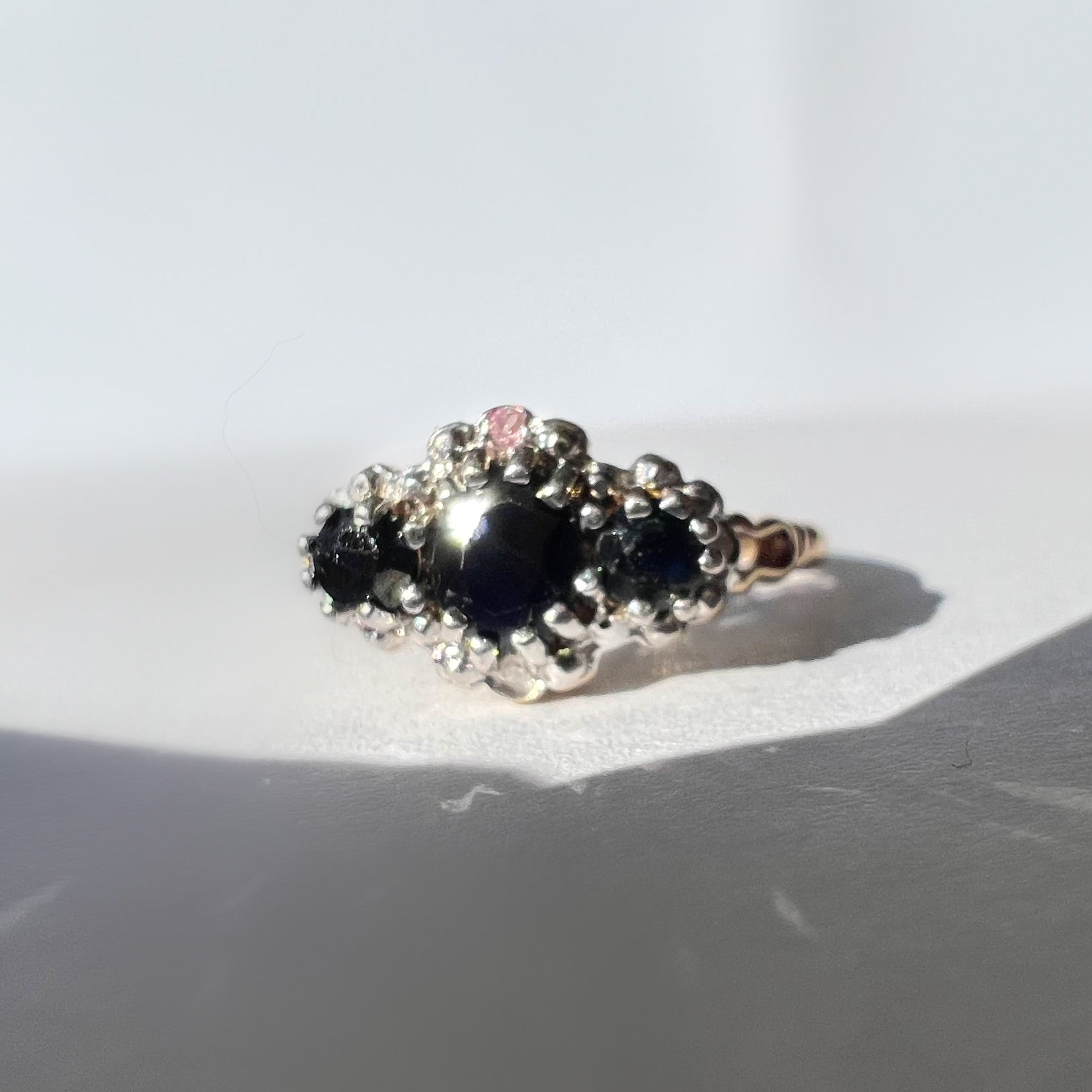 3 Stone Sapphire and Diamond Ring