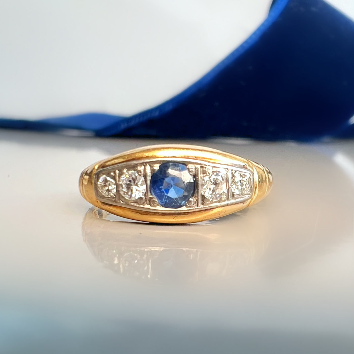 Vintage 18ct Gold Sapphire and Diamond Band