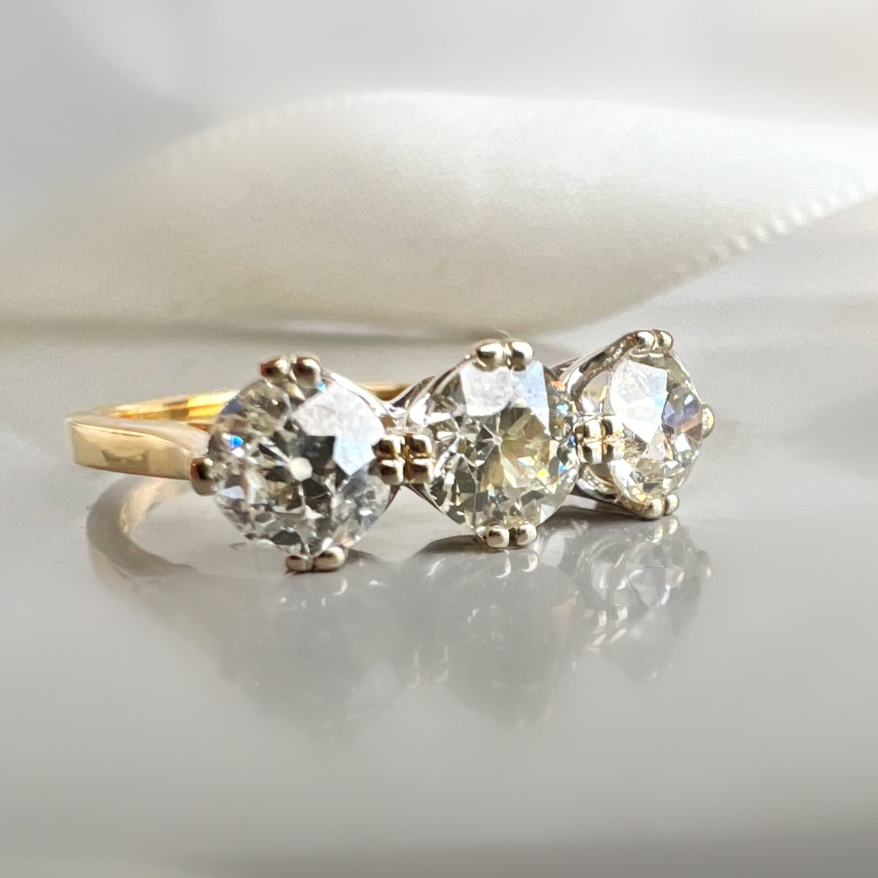 Antique 1.50ct Old Cut Diamond Trilogy Ring