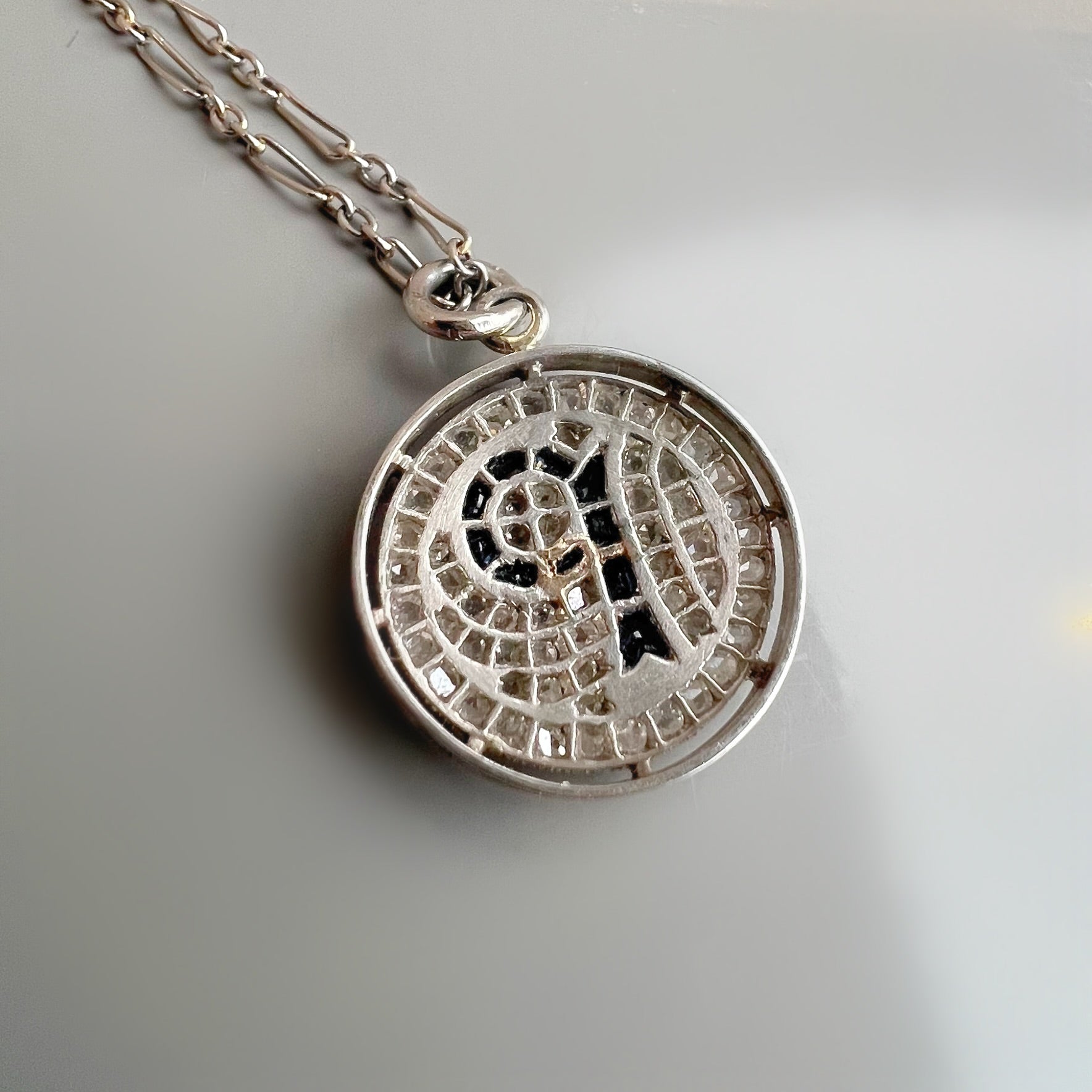 Antique Diamond and Sapphire 'P' Initial Pendant