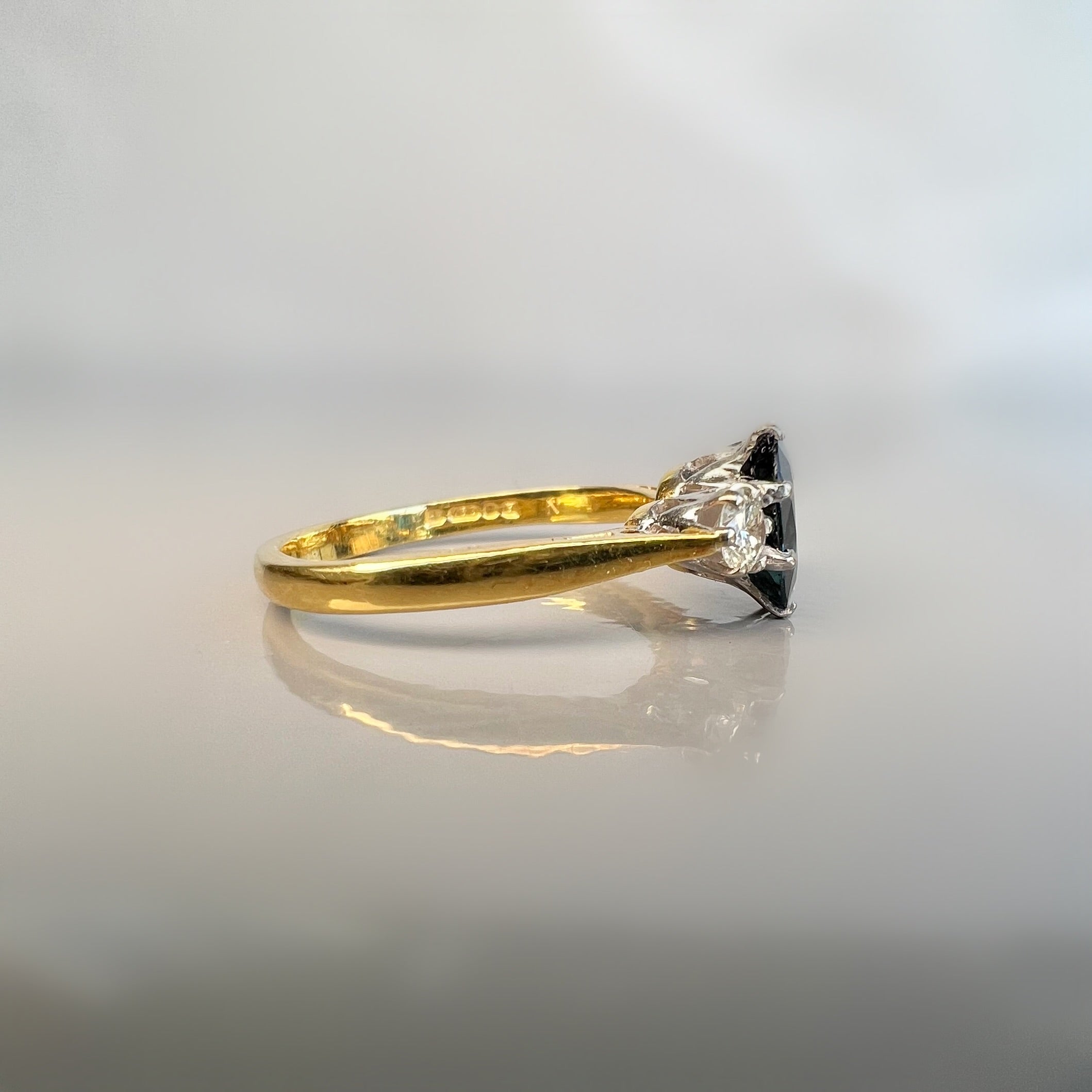 1.40ct Sapphire and 0.30ct Diamond Trilogy Ring