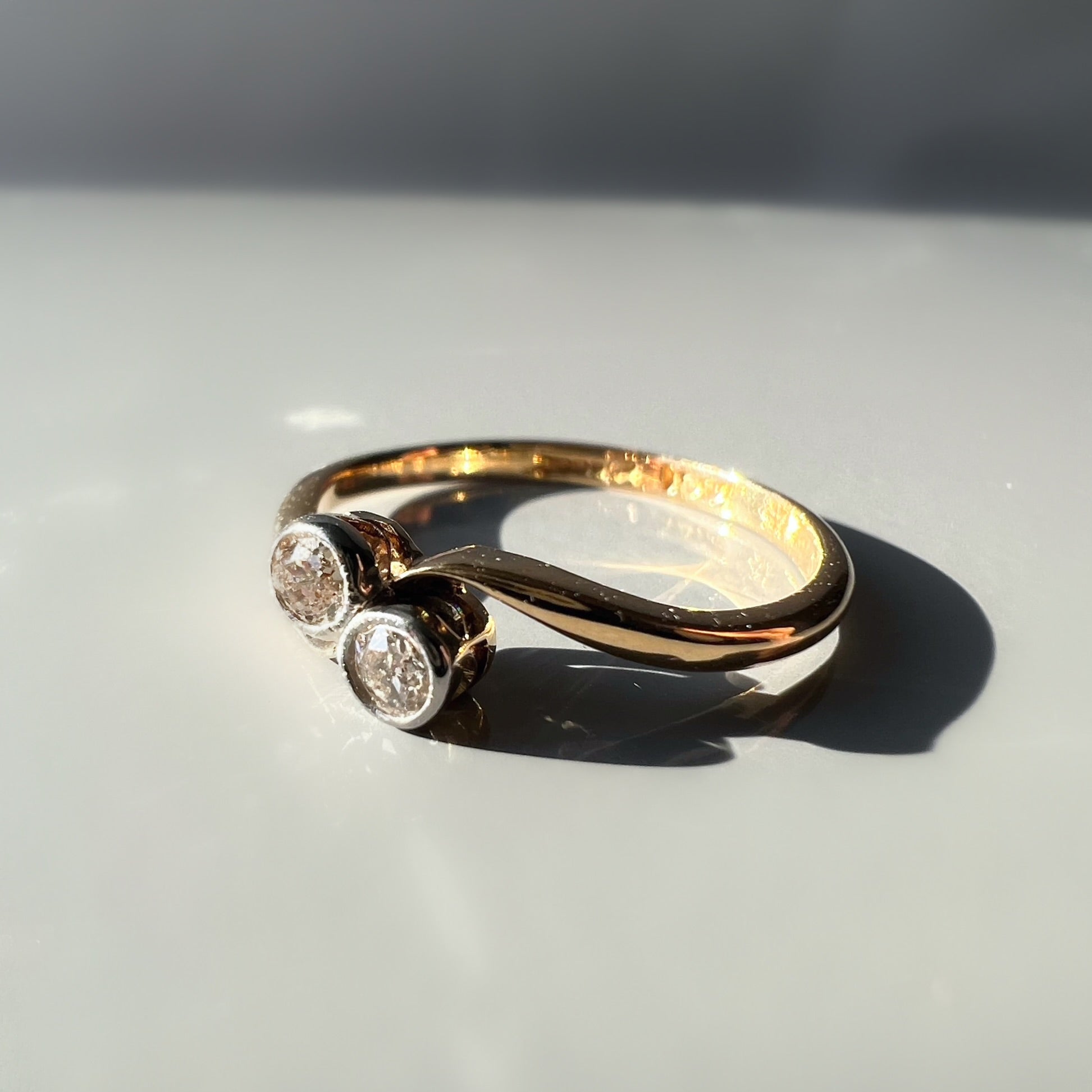 Diamond Toi et Moi Bezel Set Ring