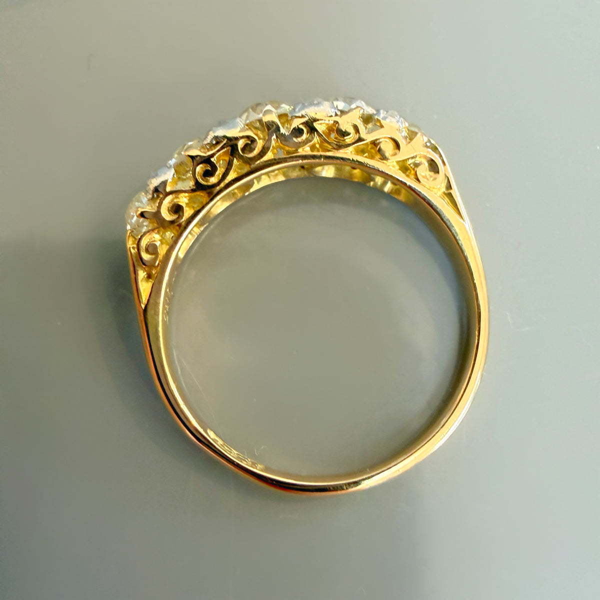 Antique Victorian 1.80ct Old Cut Diamond Half Hoop Ring