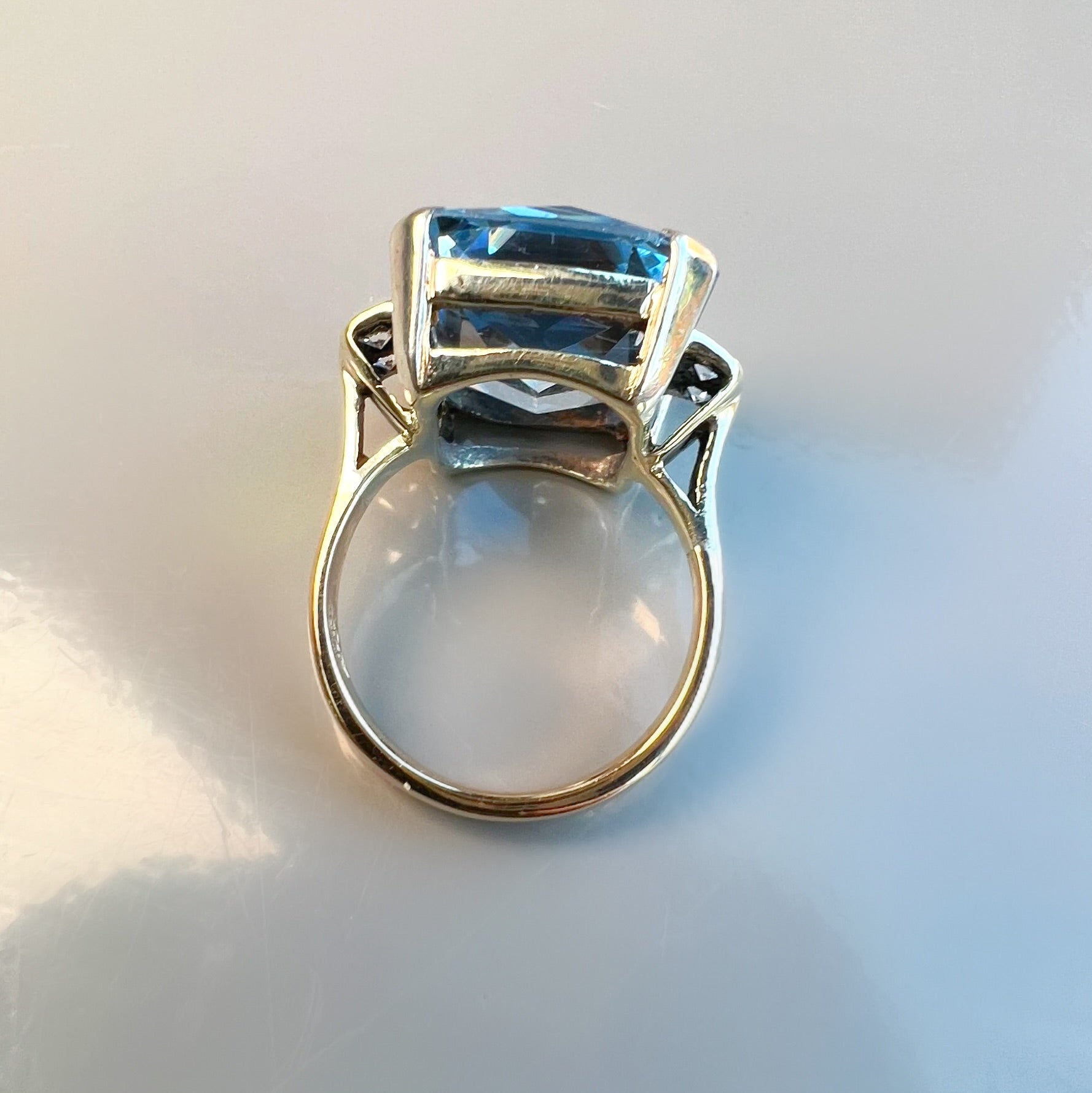 Synthetic Aquamarine and Diamond Dress Ring