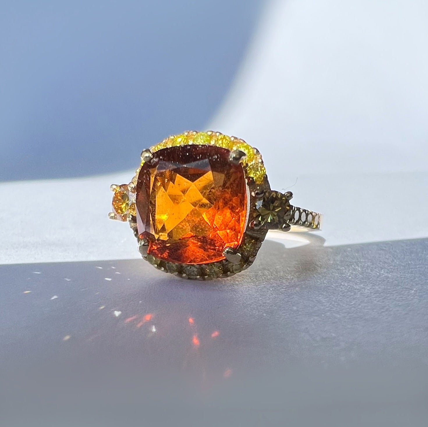 Yellow Diamond and Madeira Citrine Cocktail Ring