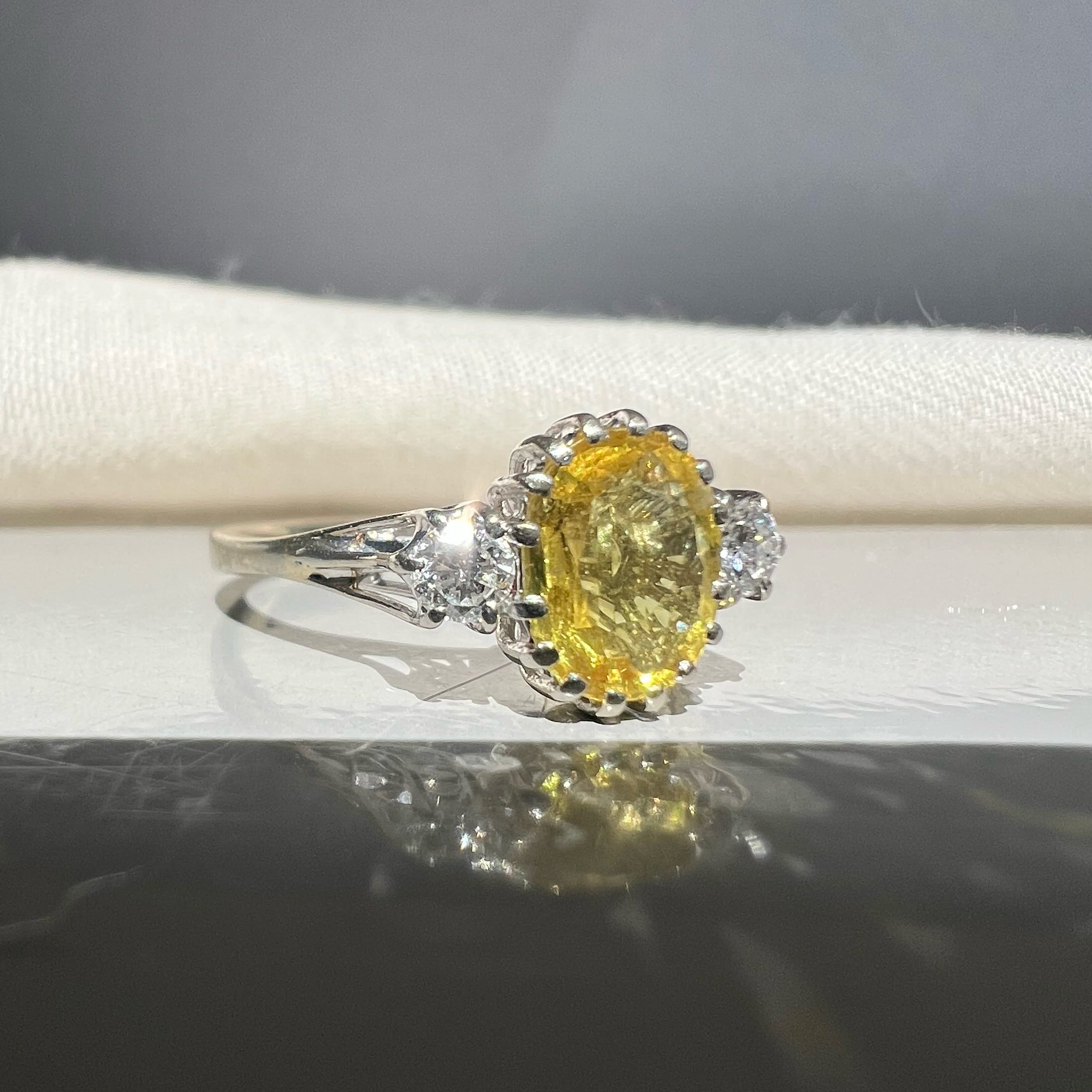 Vintage Yellow Sapphire and Diamond Ring