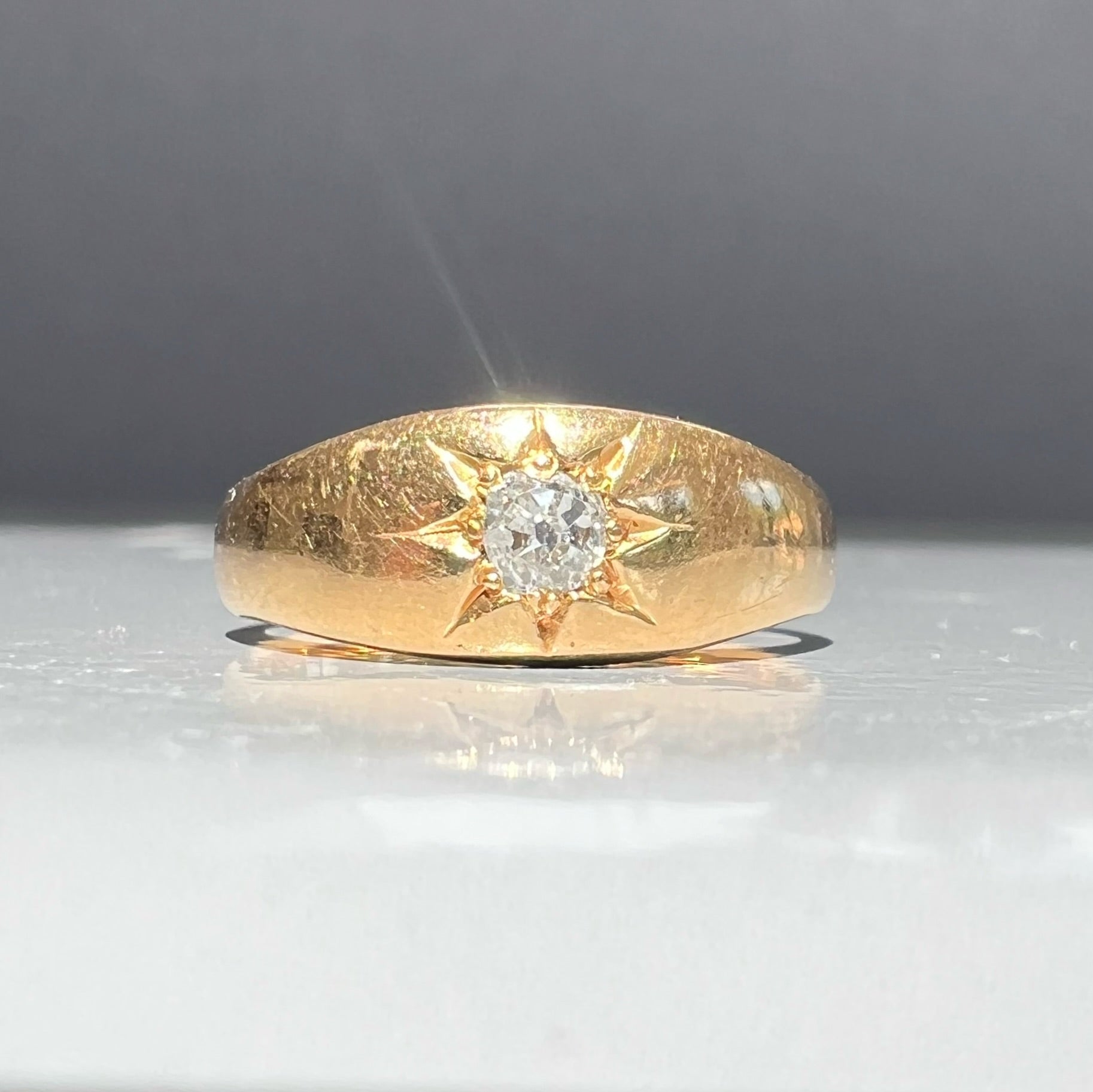 Old Cut Diamond Starburst Pinky Ring