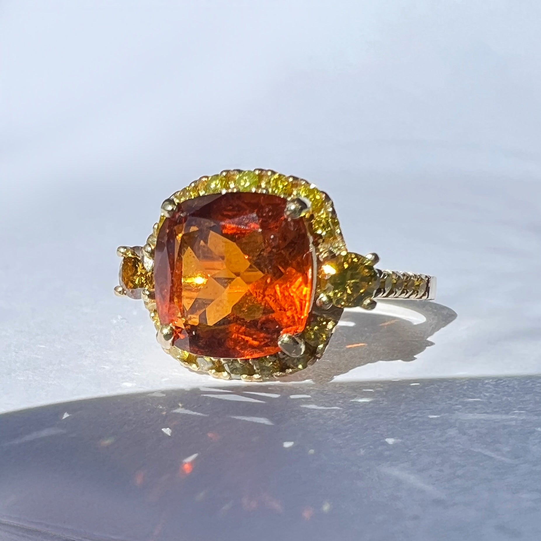 Yellow Diamond and Madeira Citrine Cocktail Ring