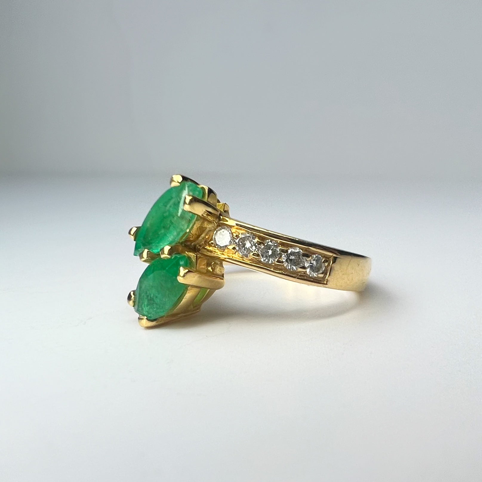 Vintage Emerald and Diamond Toi et Moi Ring