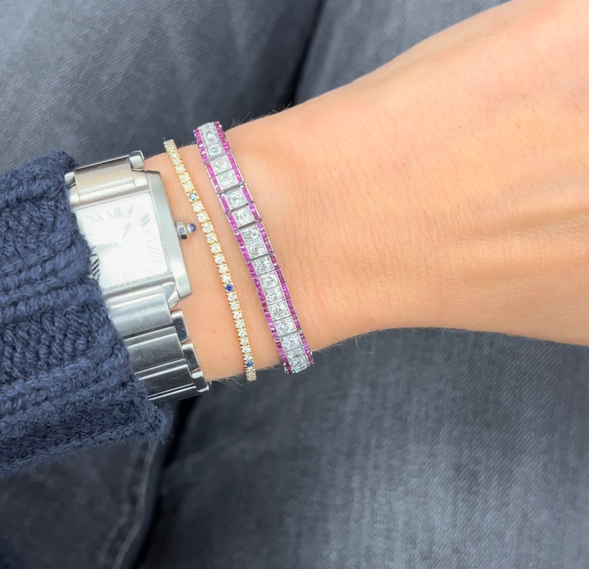 Diamond and Sapphire Tennis Bracelet