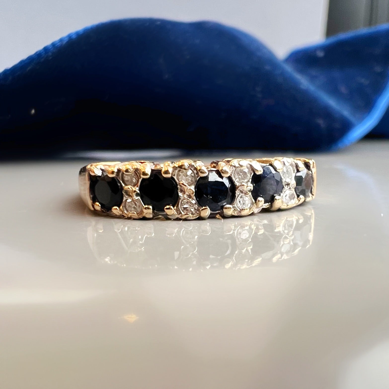 Vintage Sapphire and Diamond Eternity Band