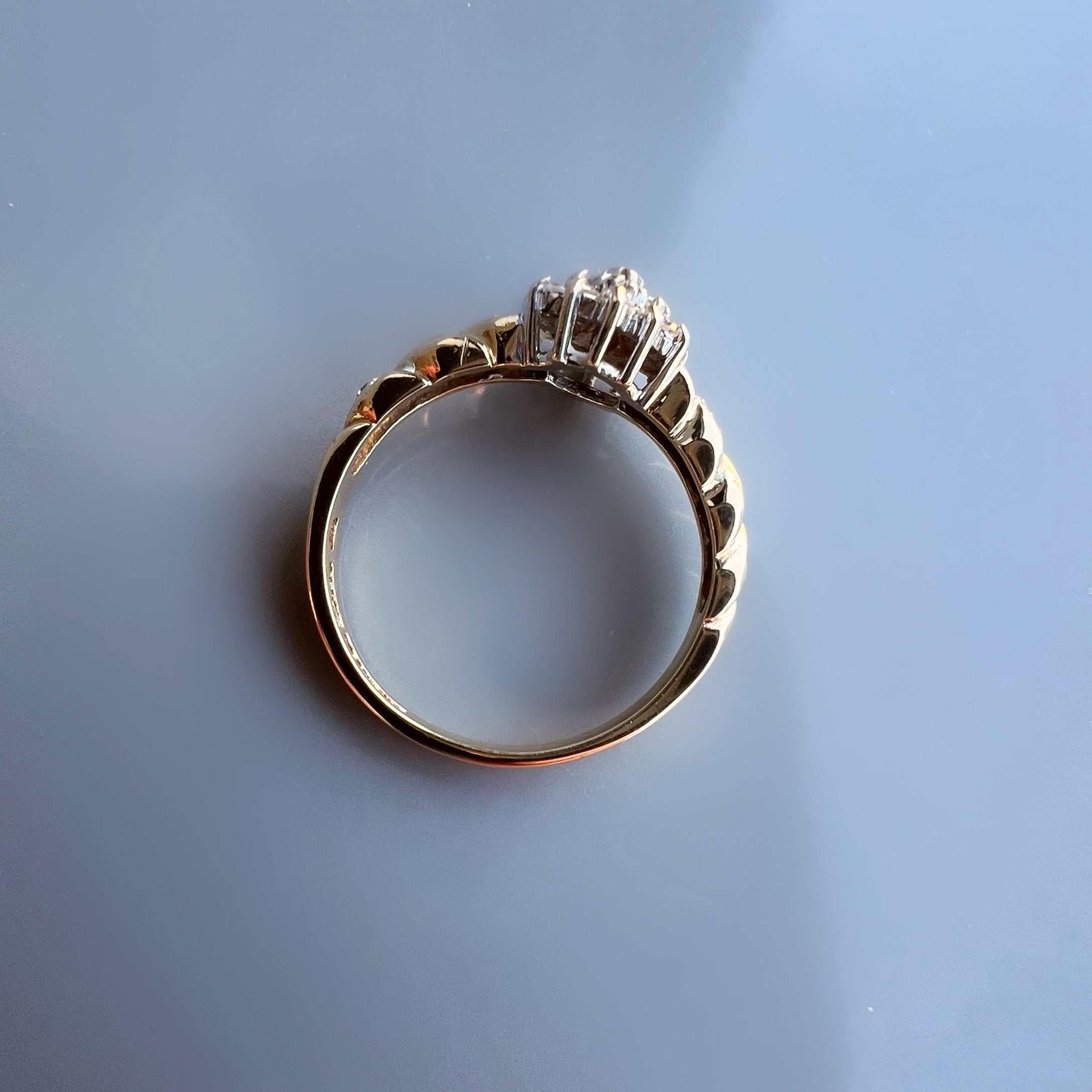 Vintage 9ct Gold 0.20ct Diamond Fancy Cluster Ring