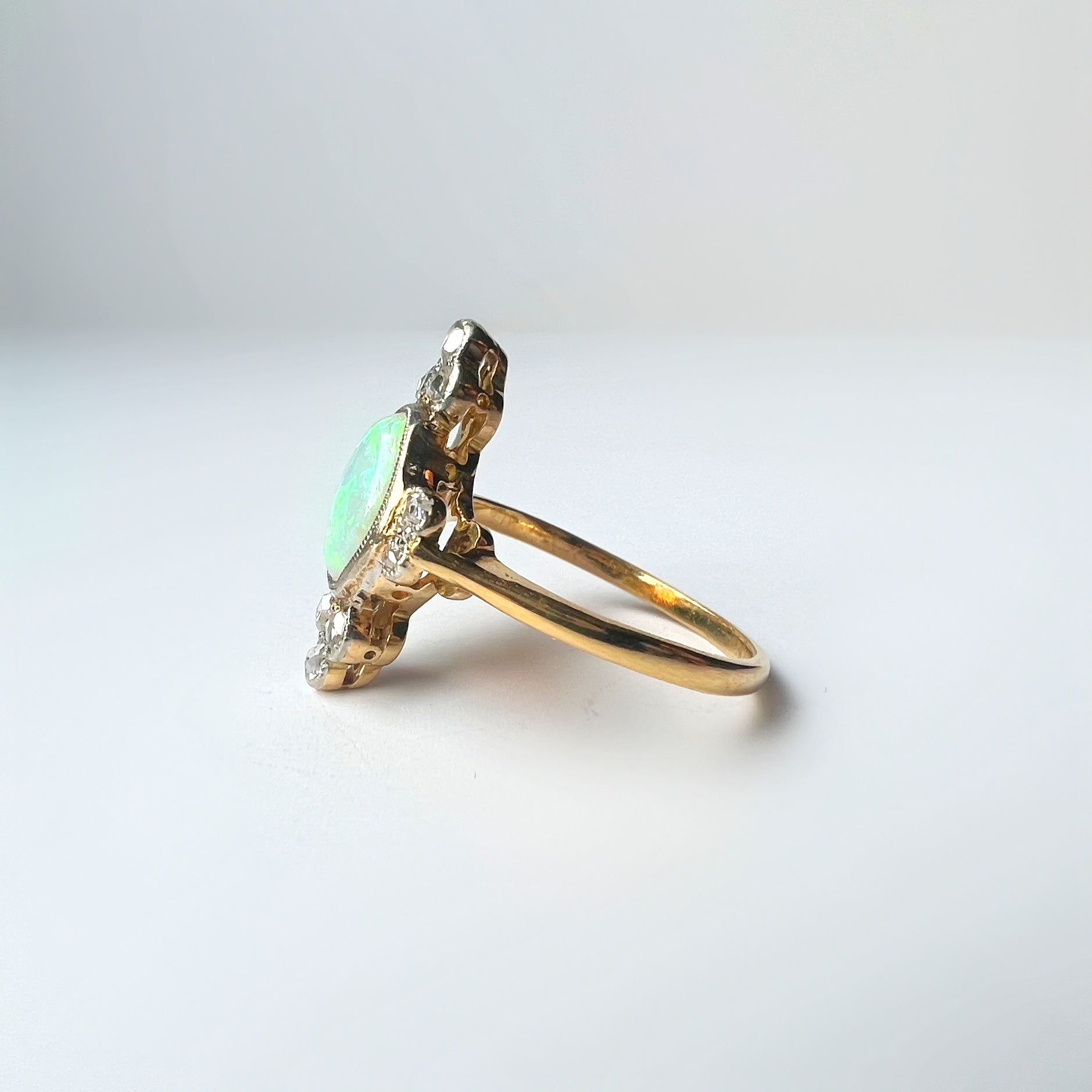 Ornate Antique Opal and Diamond Ring