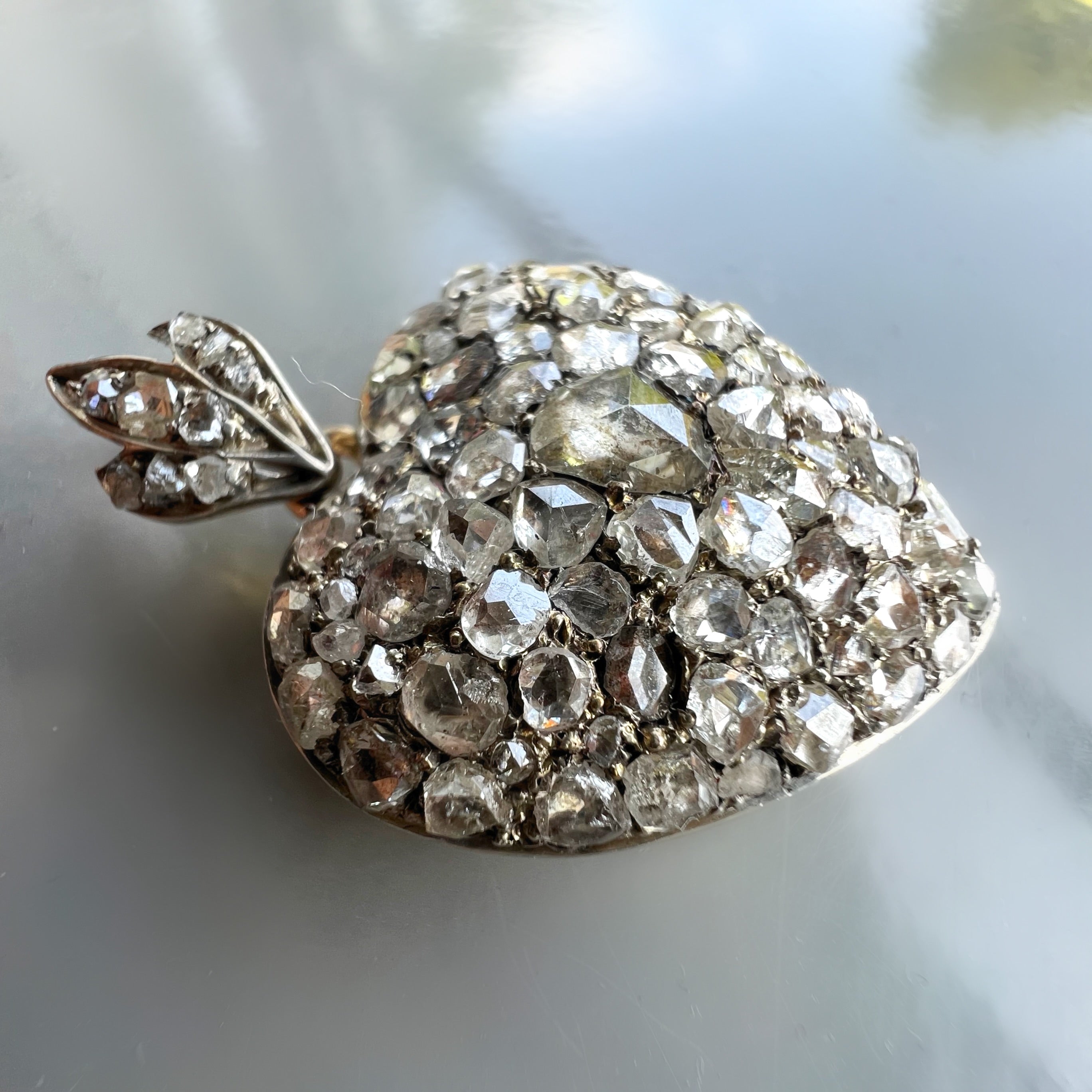 Antique Rose Cut Diamond Love Heart Pendant