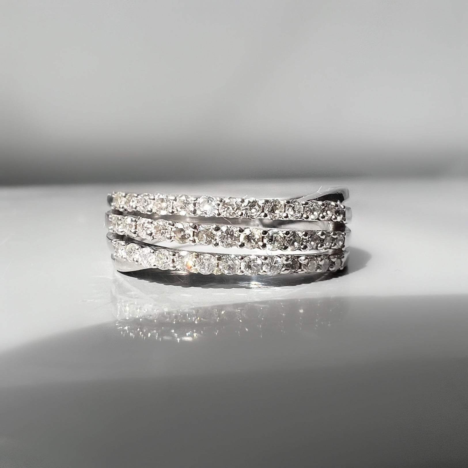 Triple Row Diamond Half Eternity