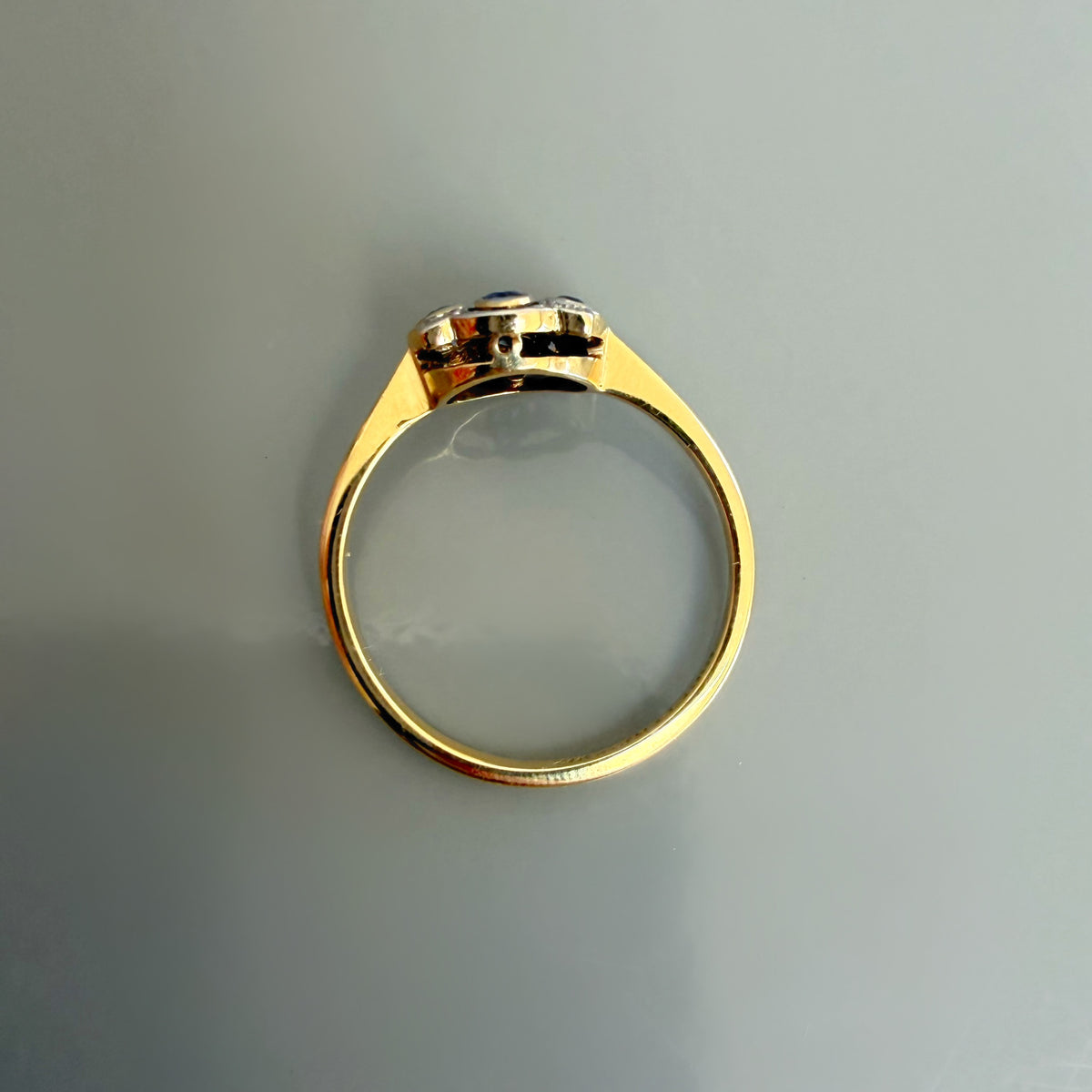 Art Deco Sapphire and Diamond Pierced Ring
