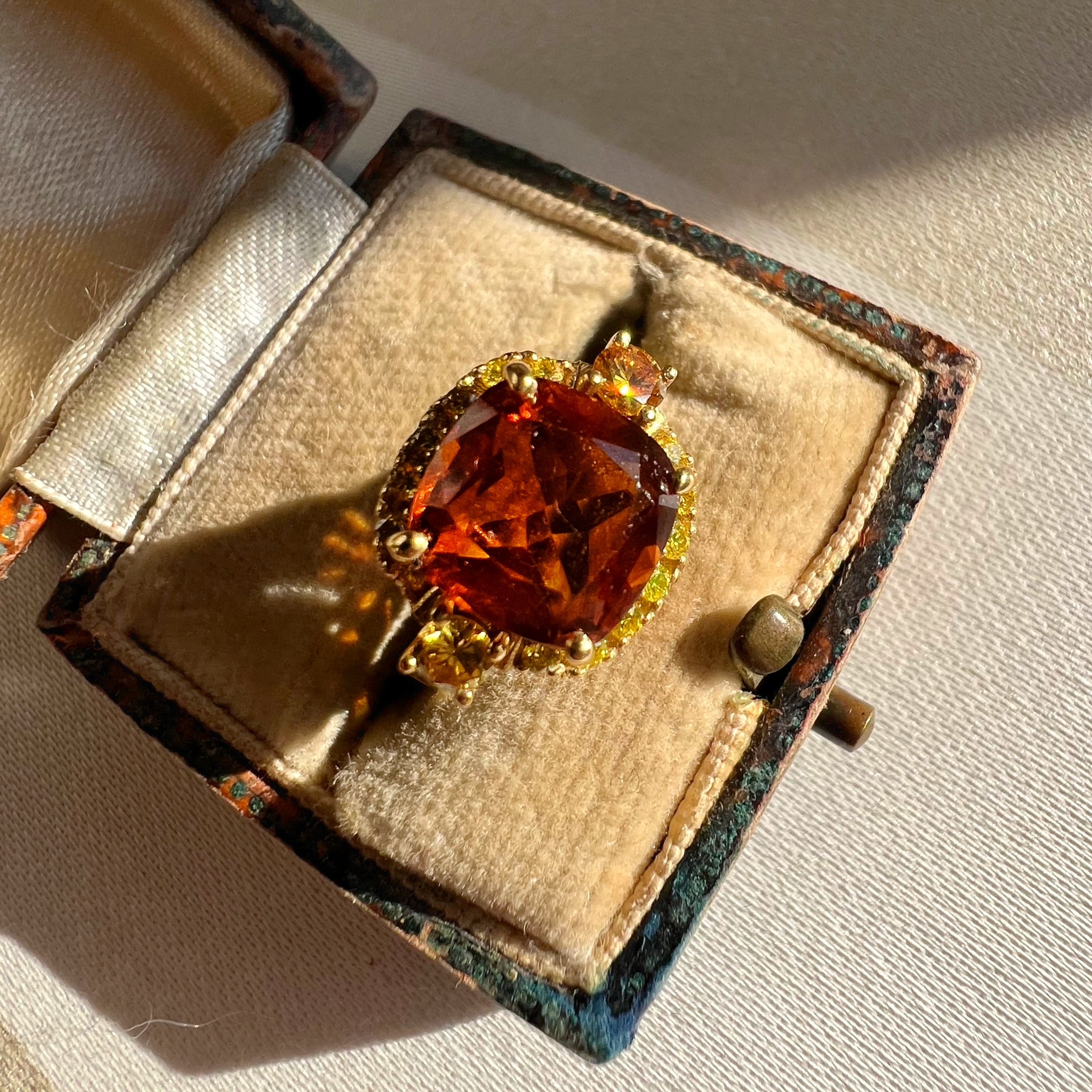Yellow Diamond and Madeira Citrine Cocktail Ring
