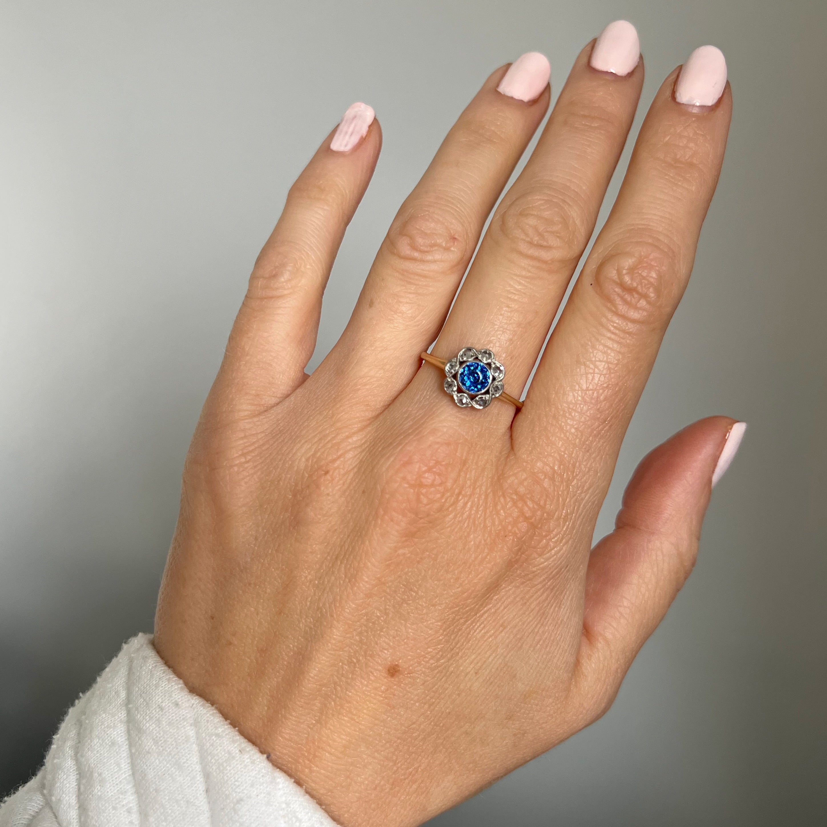 Vintage Sapphire and Diamond Cluster Ring