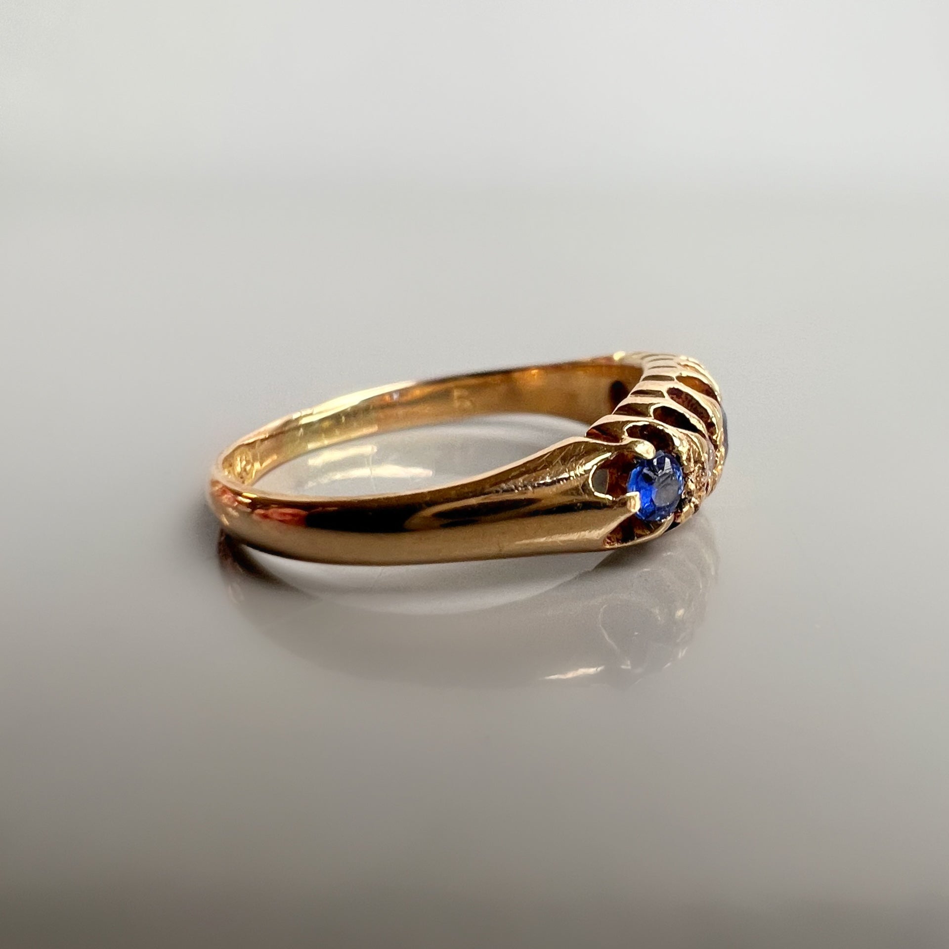 Antique 18ct Gold Sapphire and Diamond Band