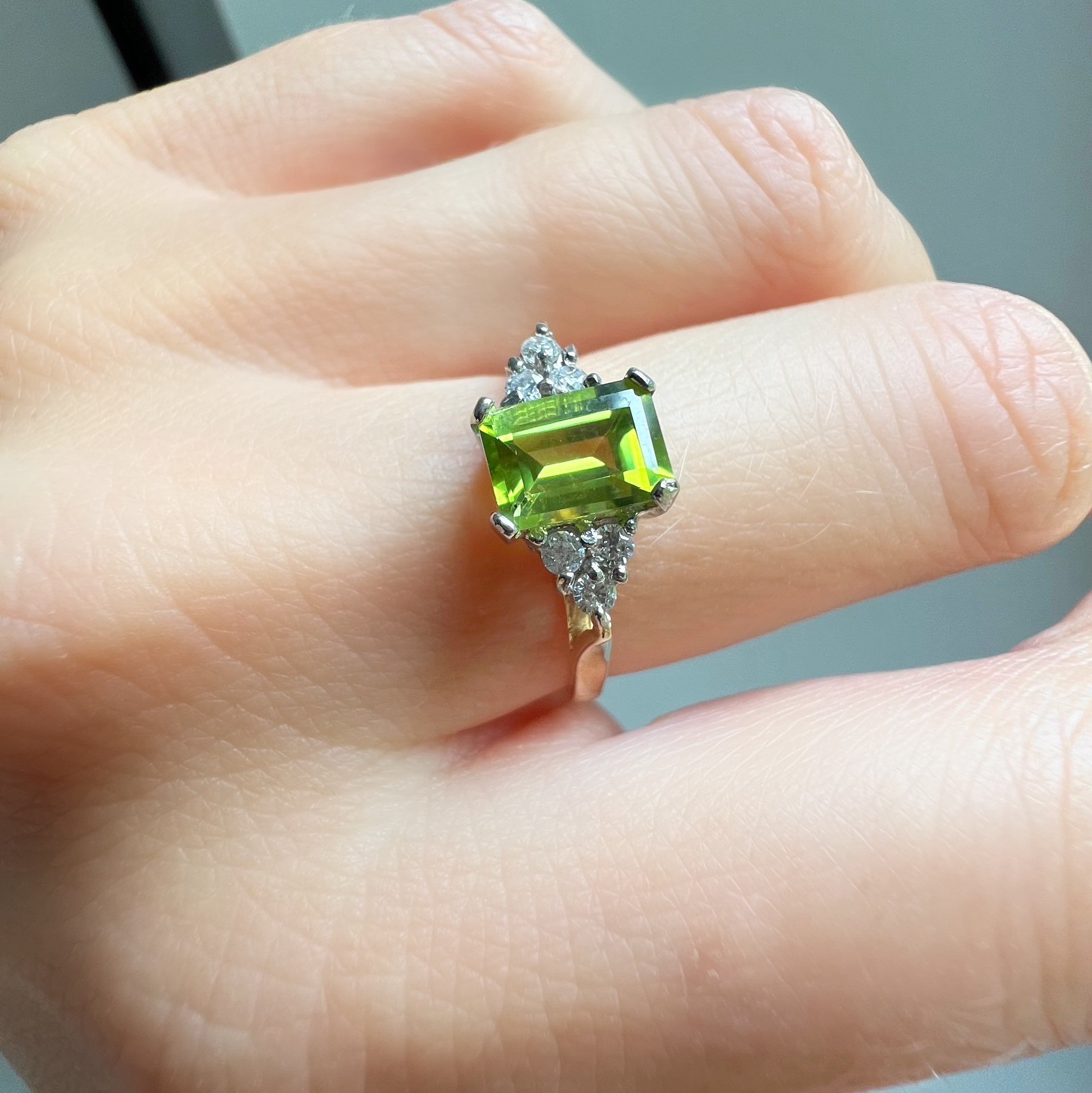 Peridot and Diamond Ring