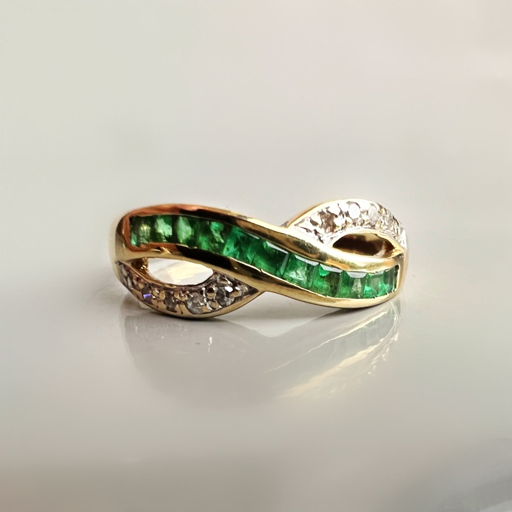 Vintage Emerald and Diamond Eternity Ring