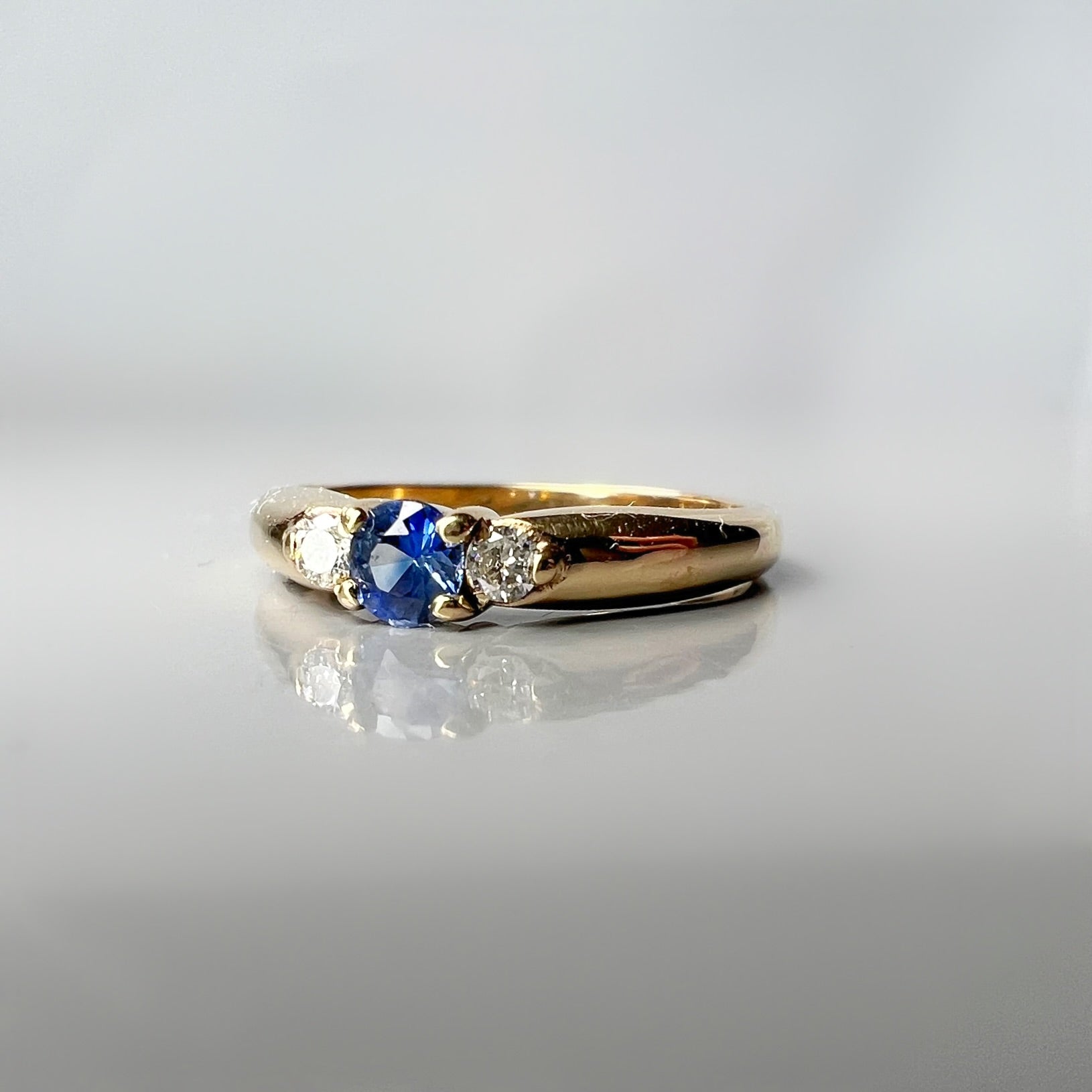 Vintage Sapphire and Diamond 9ct Gold Band Ring