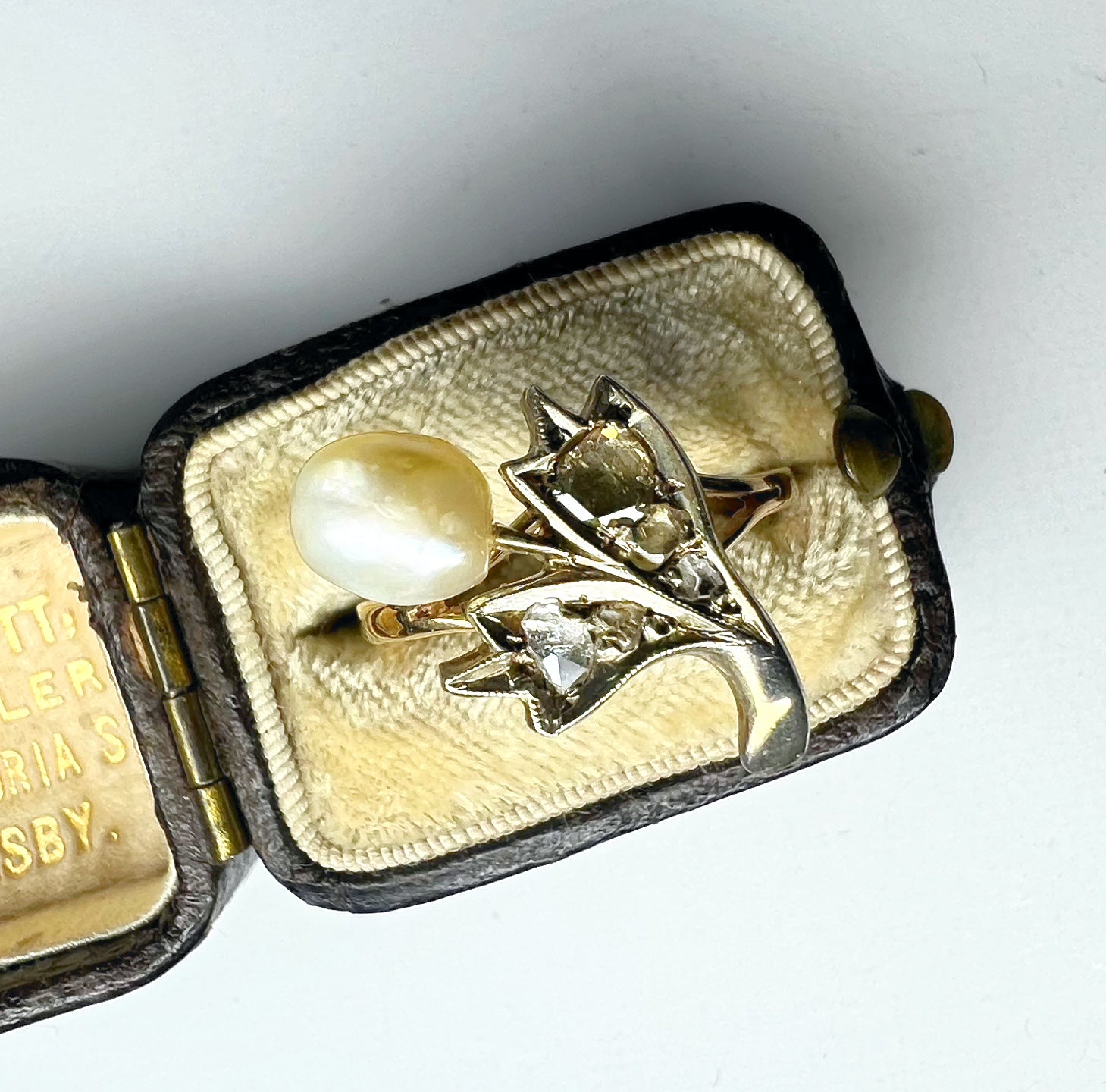 Vintage Pearl and Diamond Flower Ring