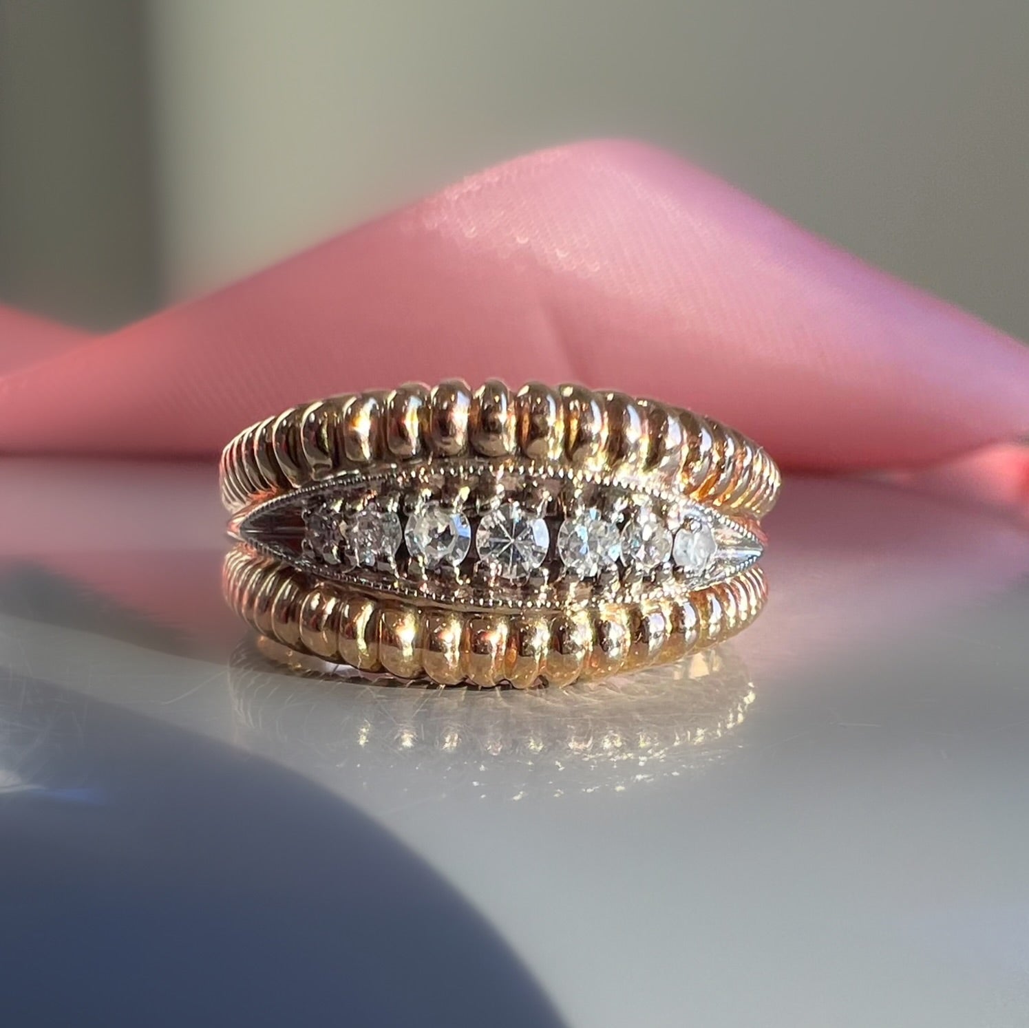 Layaway Deposit: Vintage 14ct Gold and Diamond Fluted Band