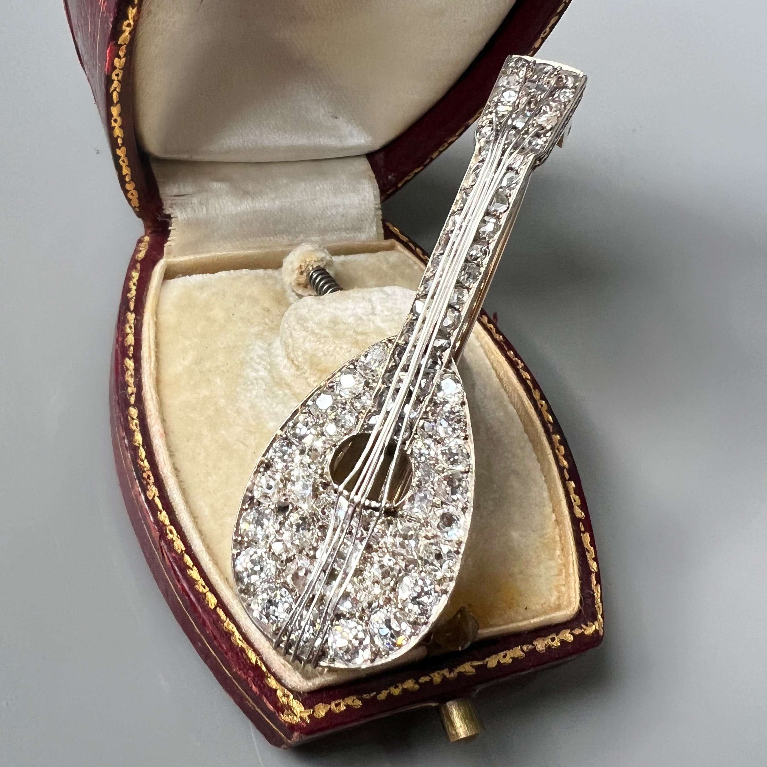 Antique Diamond Set Mandolin Brooch