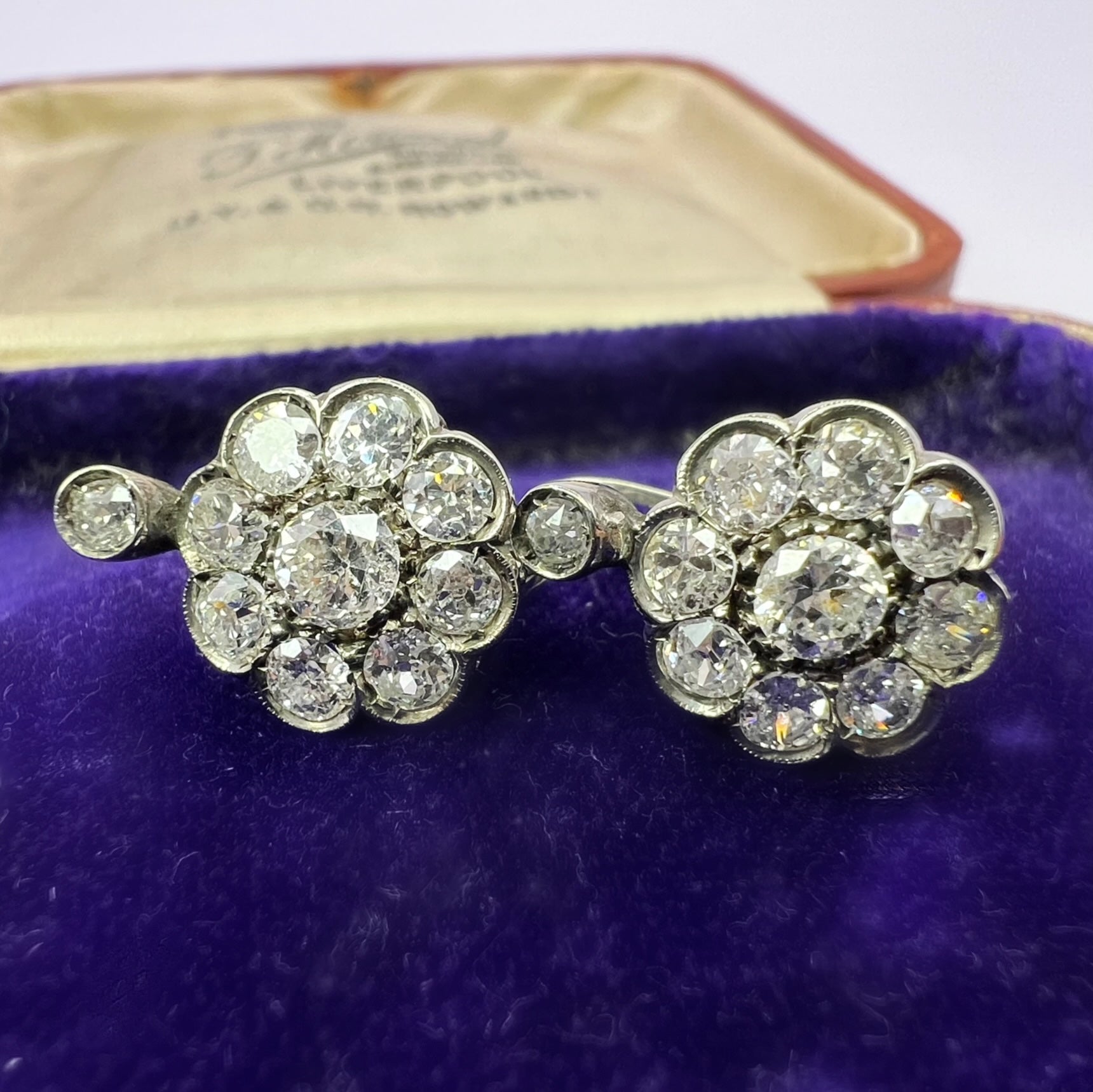 Antique Victorian 2.10ct Diamond Cluster Earrings