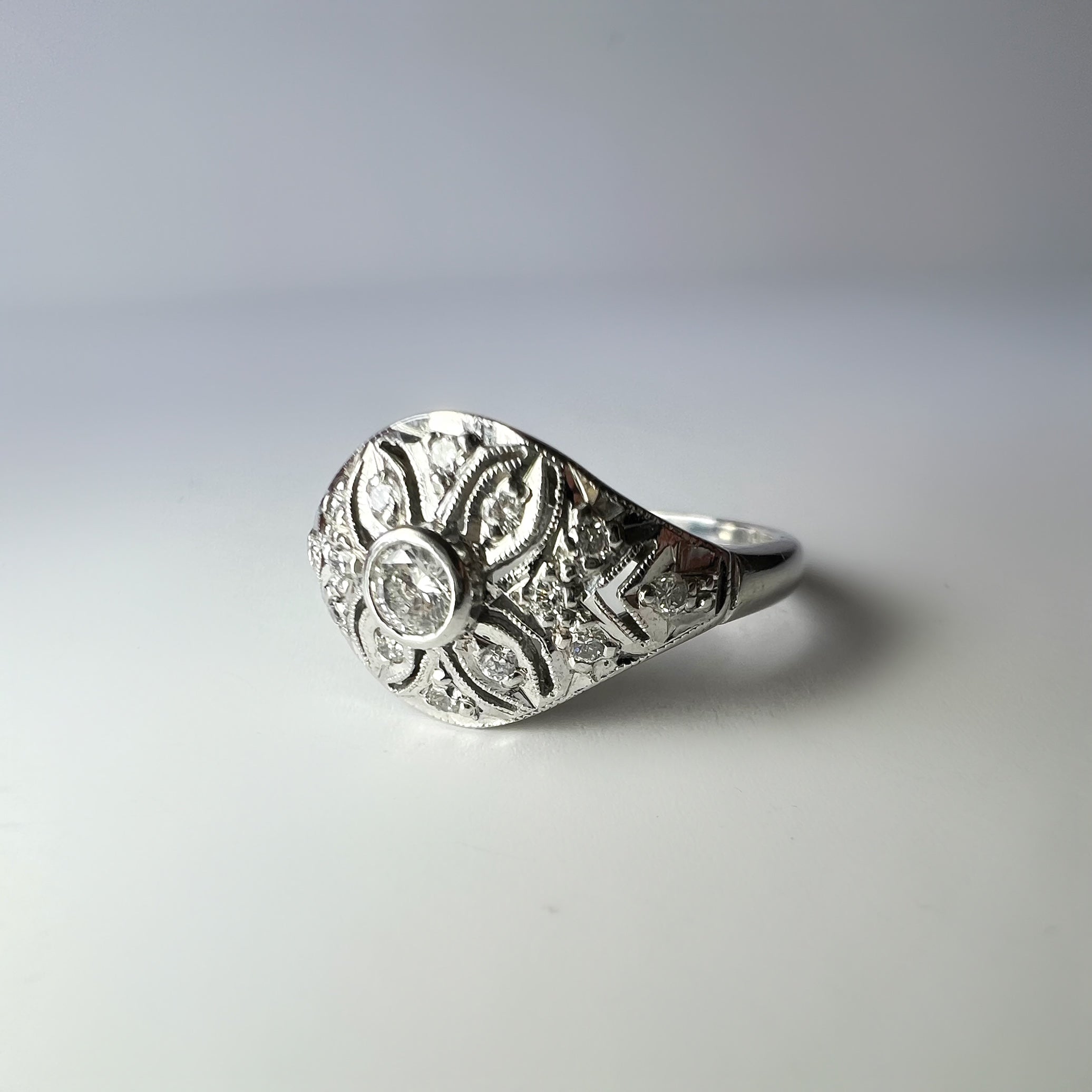 Art Deco Style 0.35ct Diamond Bombe Ring