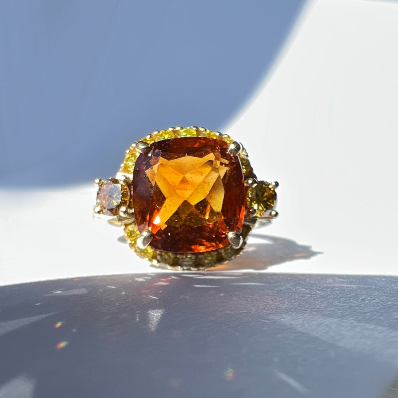 Yellow Diamond and Madeira Citrine Cocktail Ring