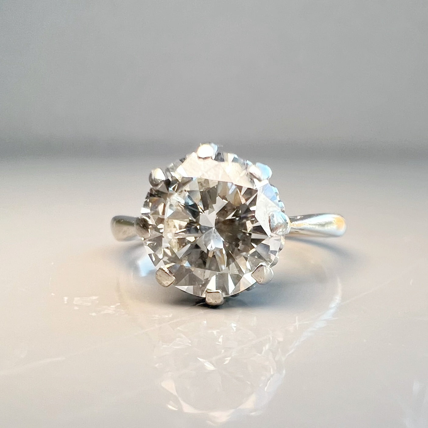 Vintage 1.89ct Diamond Solitaire Platinum Ring