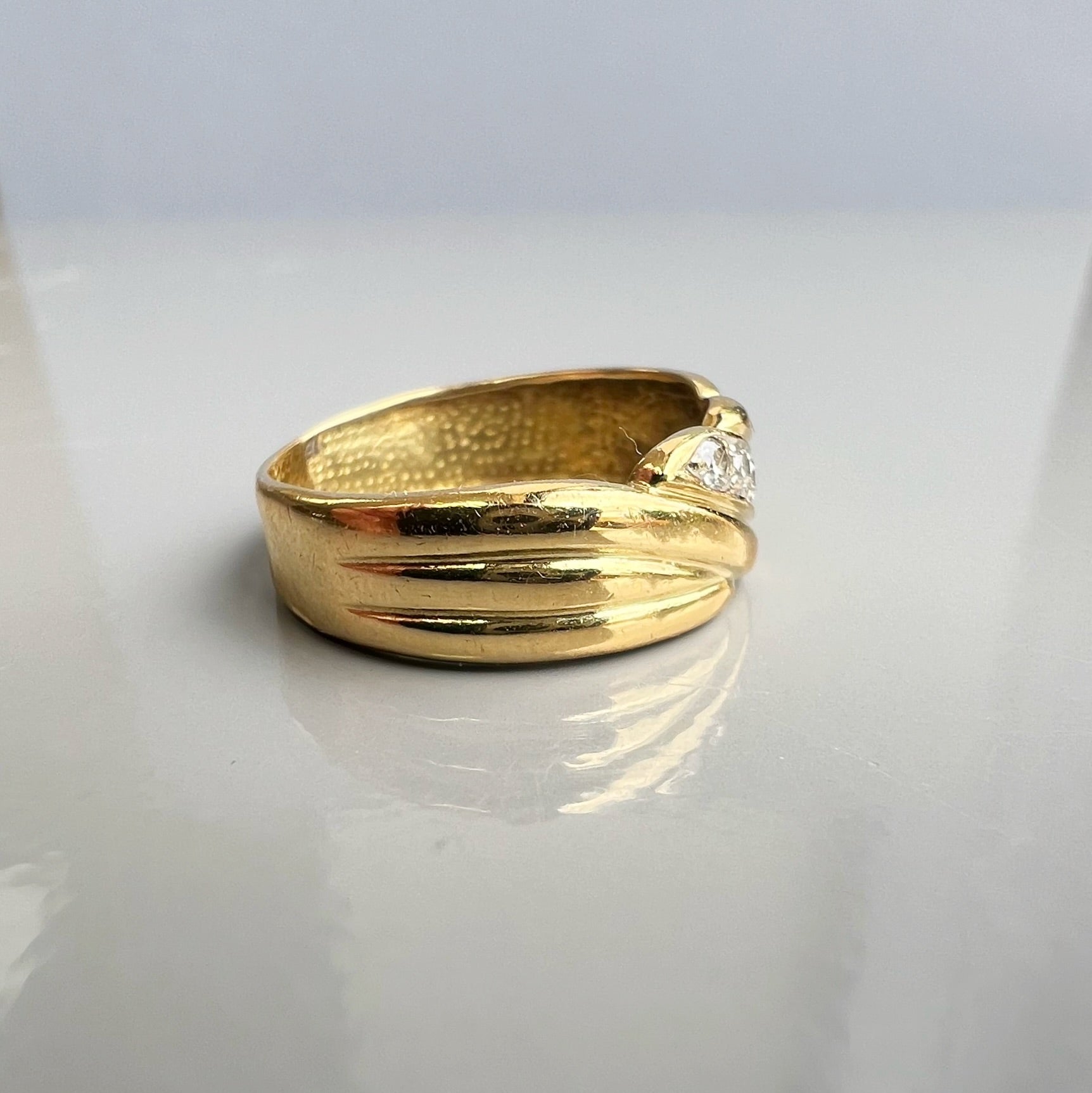 Vintage 18ct Gold Band with Pave Diamonds